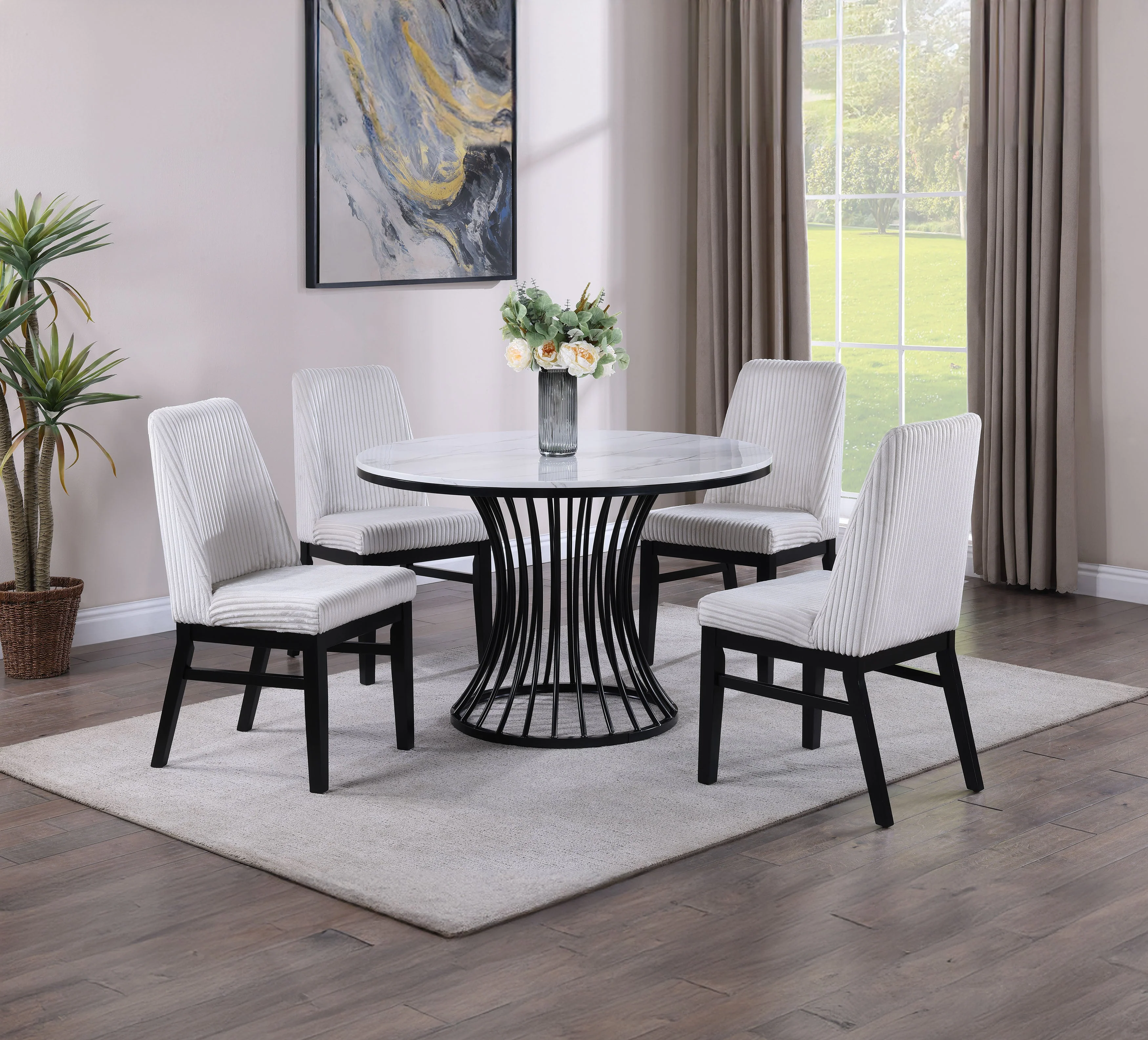 Hadley Black Faux Marble Top Round Dining Table - Image 3