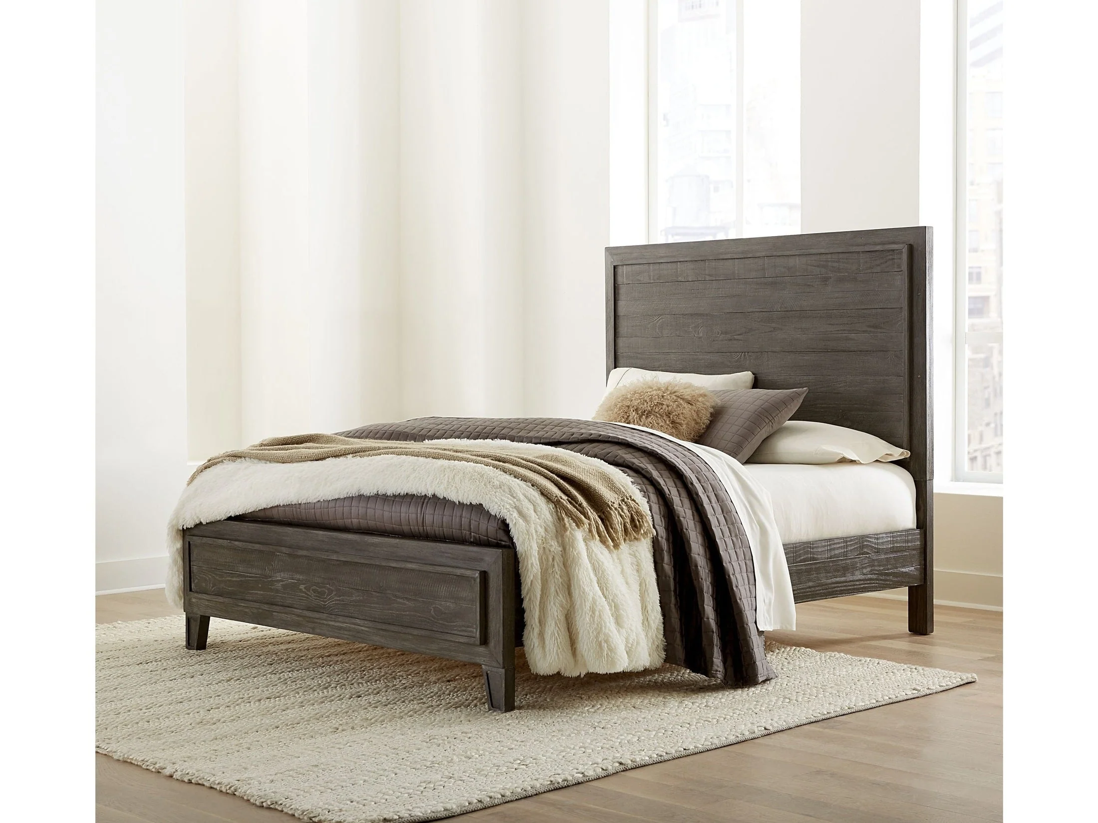 Hadley Solid Wood California King Panel Bed in Onyx