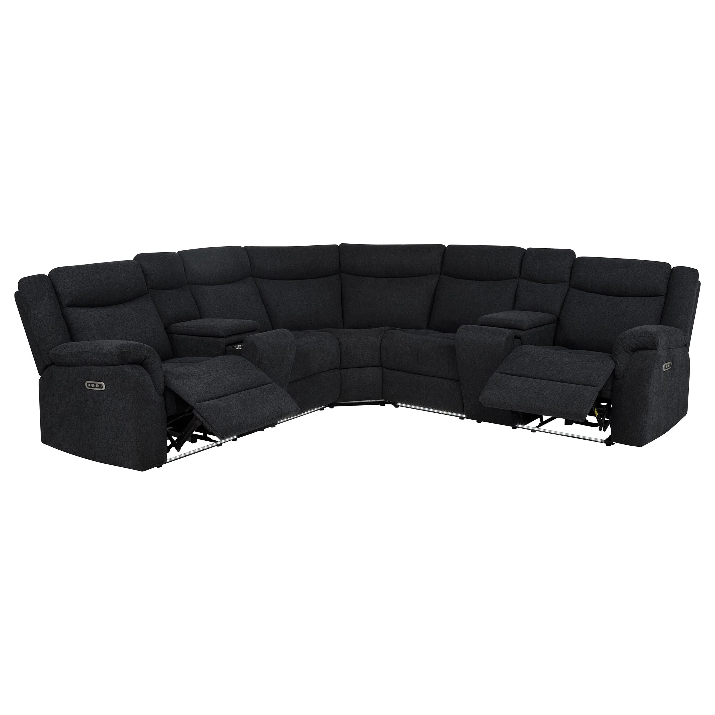 Hagen Steel Grey Upholstered Power Reclining Sectional Sofa - Image 2