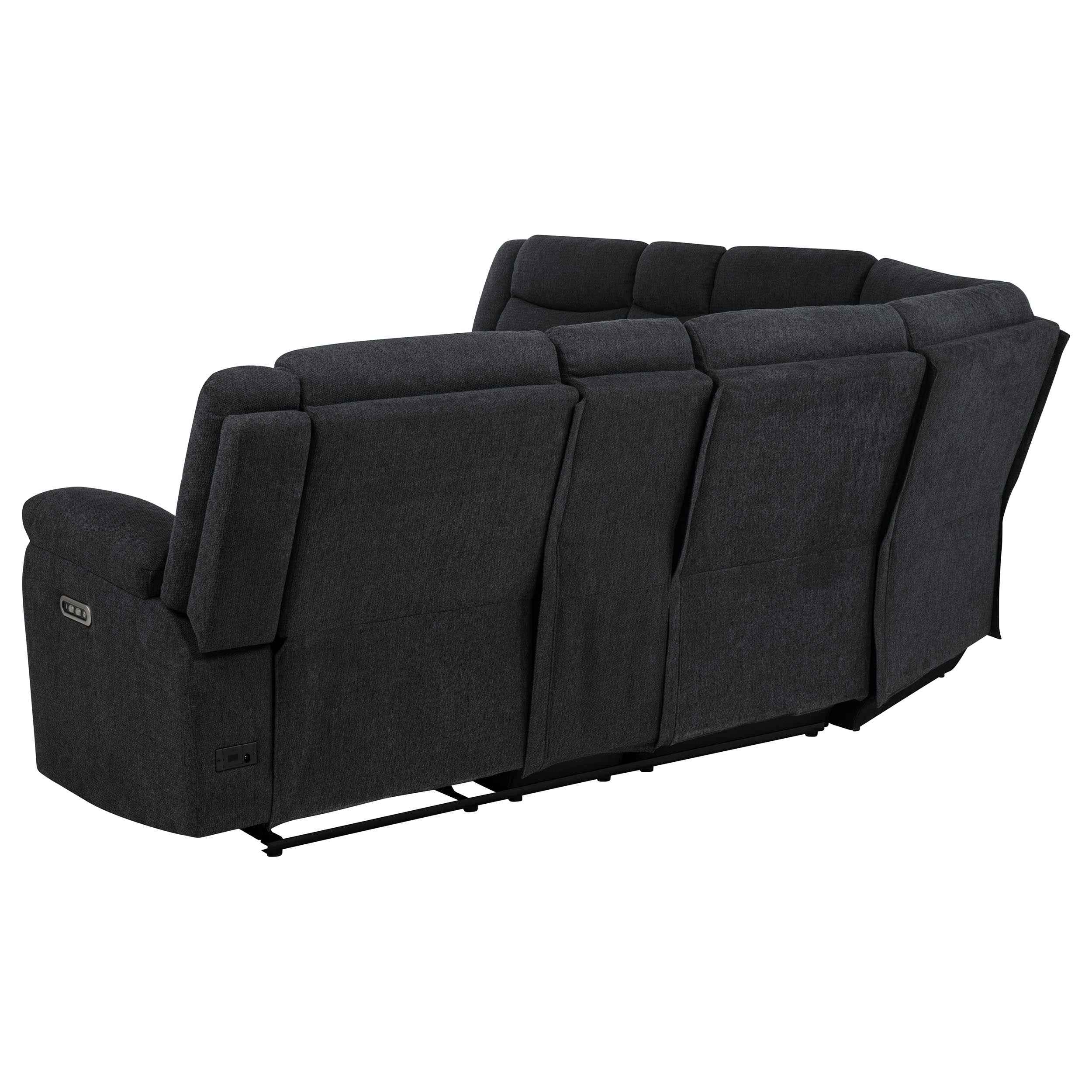 Hagen Steel Grey Upholstered Power Reclining Sectional Sofa - Image 3