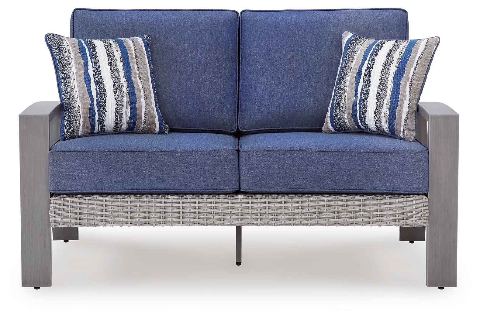 Half Moon Beach Blue/Gray Outdoor Loveseat with Cushion - Image 3