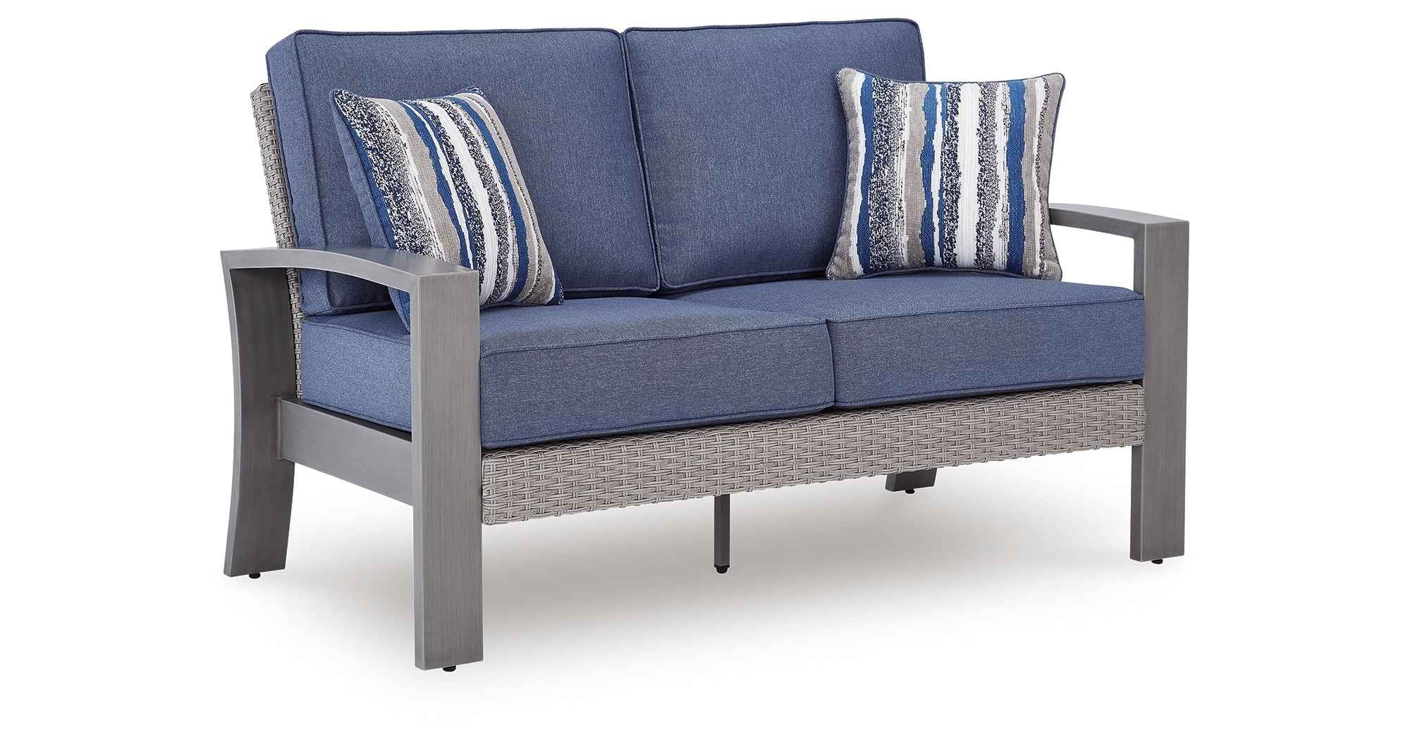 Half Moon Beach Blue/Gray Outdoor Loveseat with Cushion - Image 7