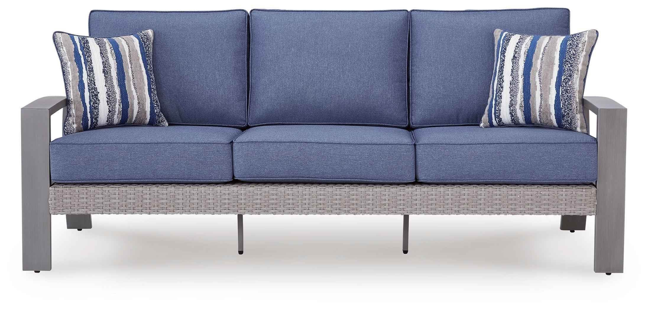 Half Moon Beach Blue/Gray Outdoor Sofa and 2 Chairs with Coffee Tabl - Image 7