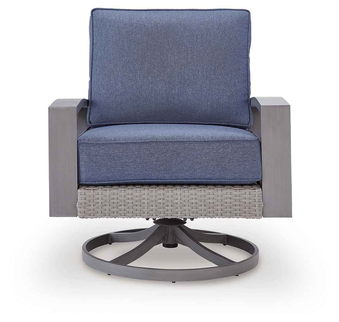 Half Moon Beach Blue/Gray Outdoor Swivel Lounge Chair with Cushion - Image 3