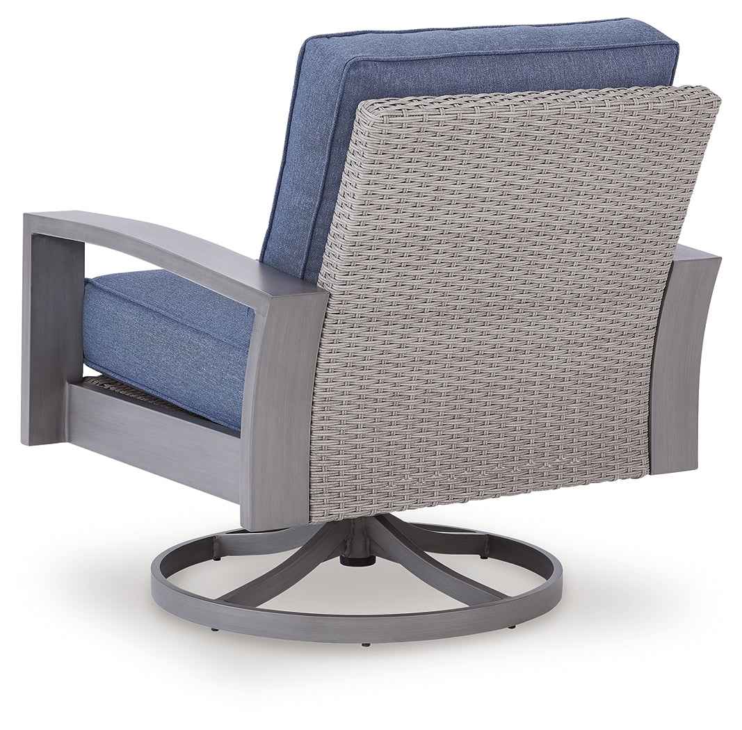 Half Moon Beach Blue/Gray Outdoor Swivel Lounge Chair with Cushion - Image 4