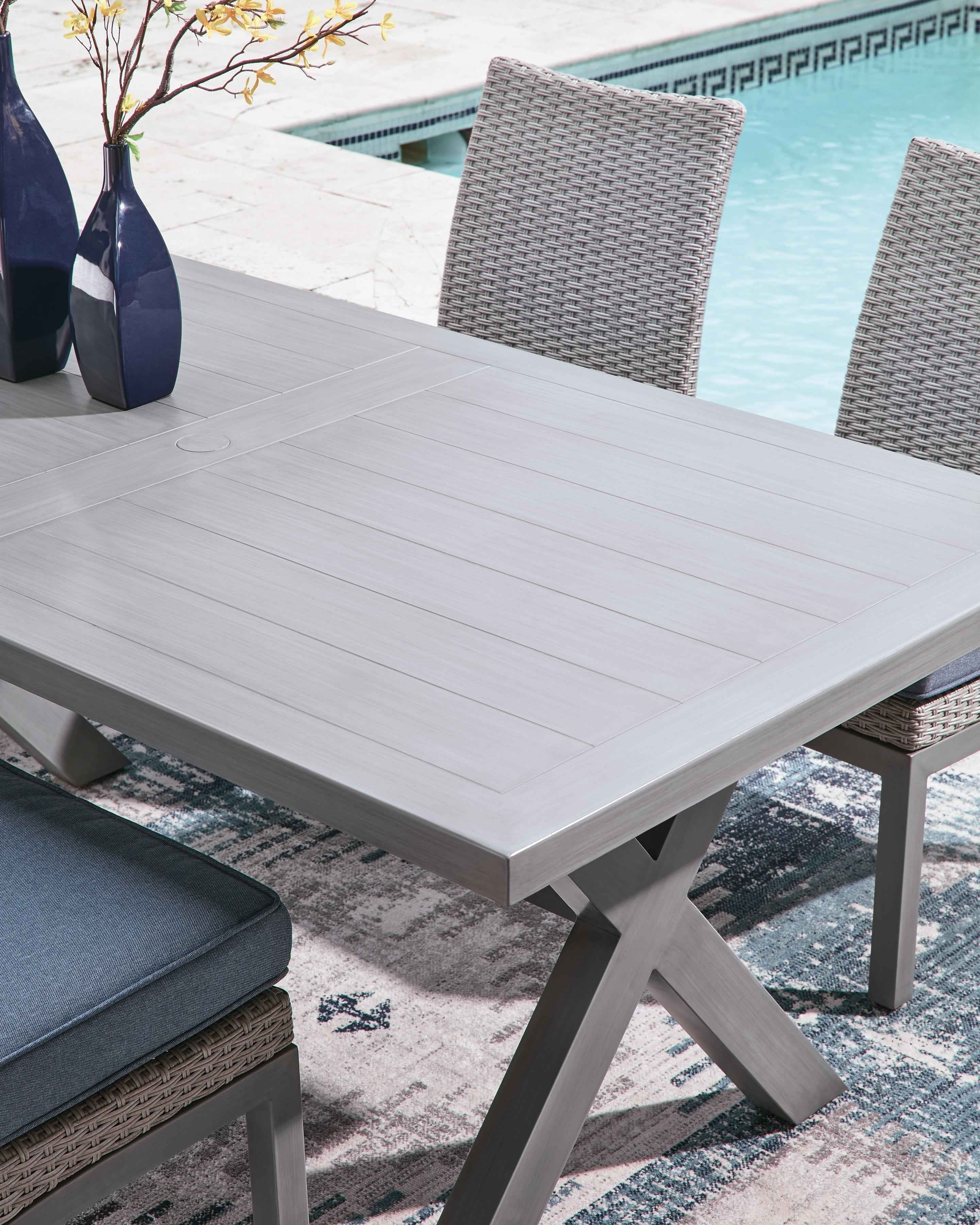 Half Moon Gray Beach Outdoor Dining Table and 6 Chairs - Image 3