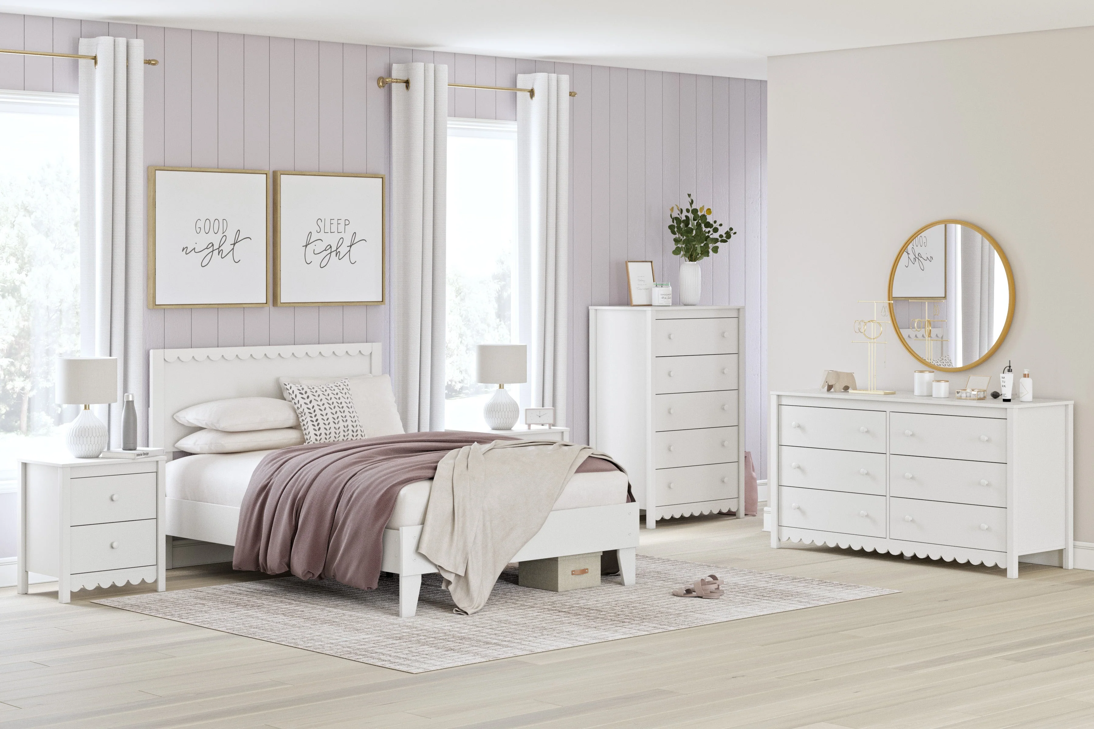 Hallityn White Youth Panel Platform Bedroom Set