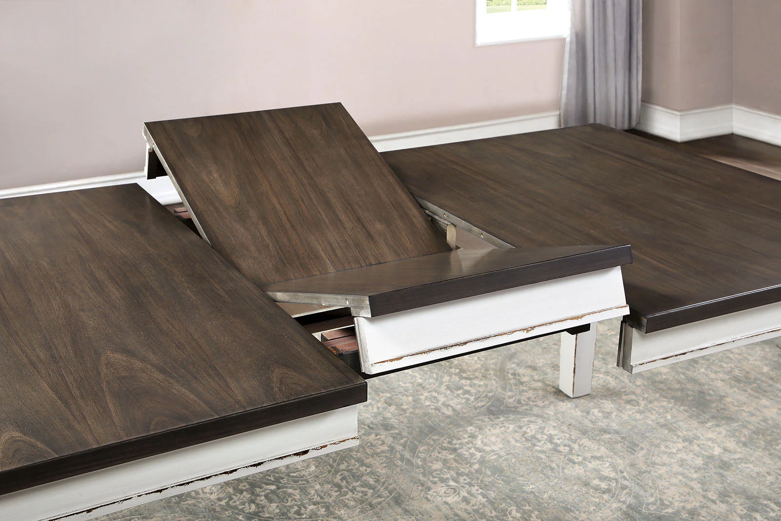 Halsey Weathered White/Dark Walnut Dining Table - Image 3