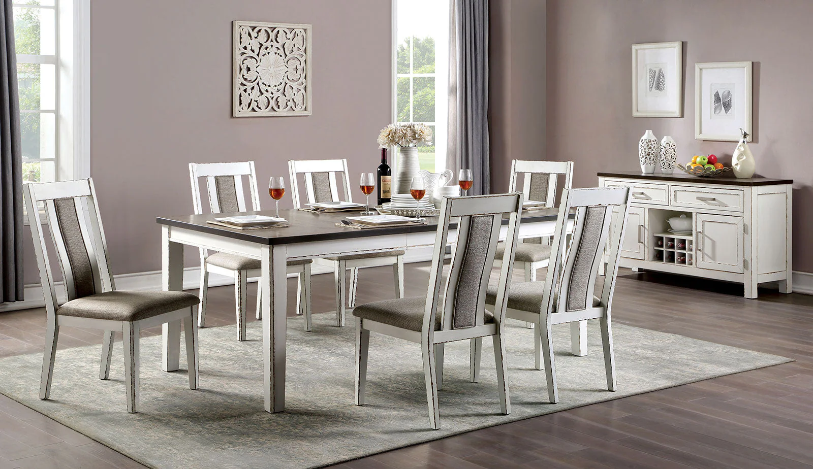 Halsey Weathered White/Dark Walnut Dining Table - Image 4