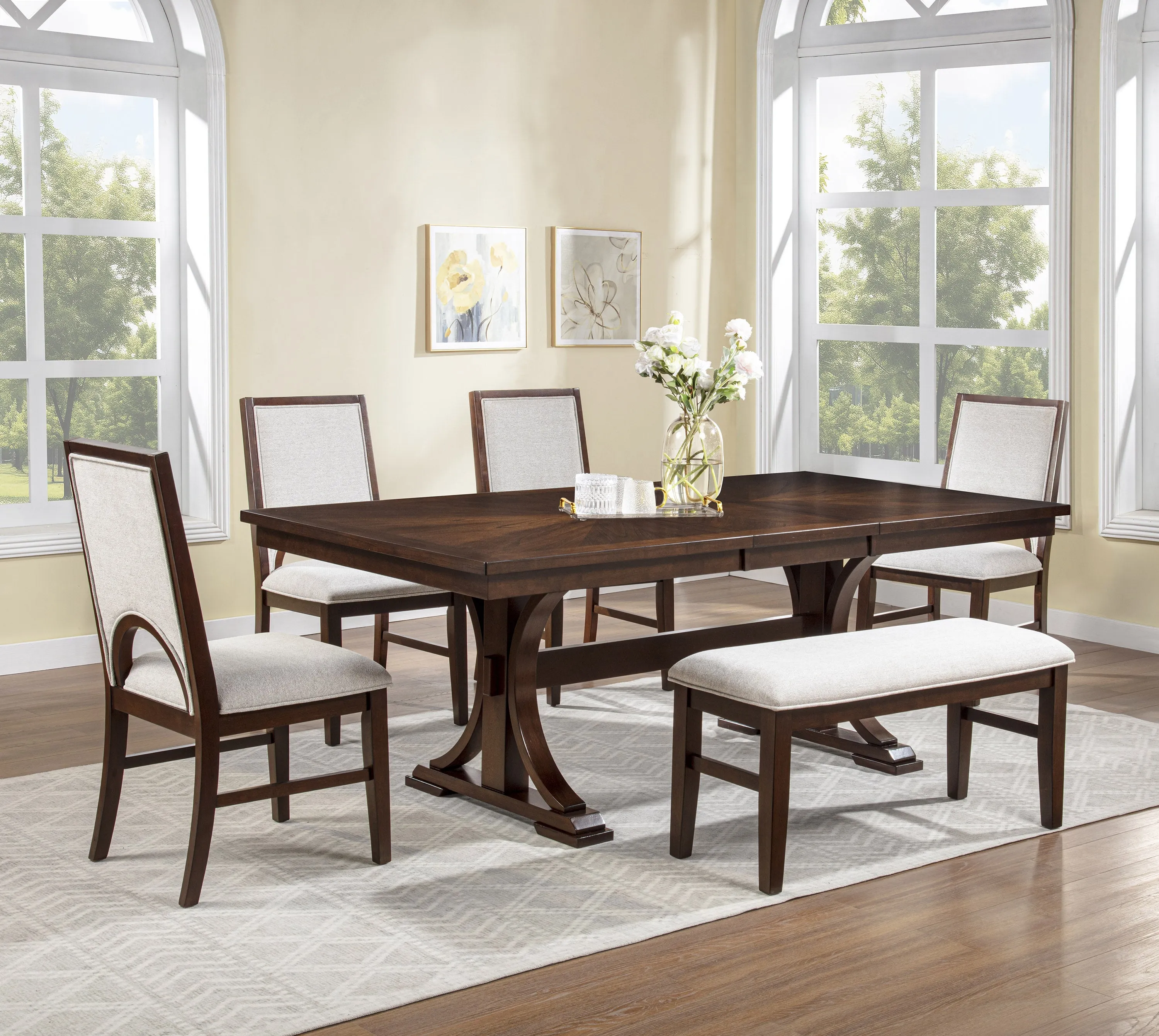 Hamil Brown Dining Bench - Image 3