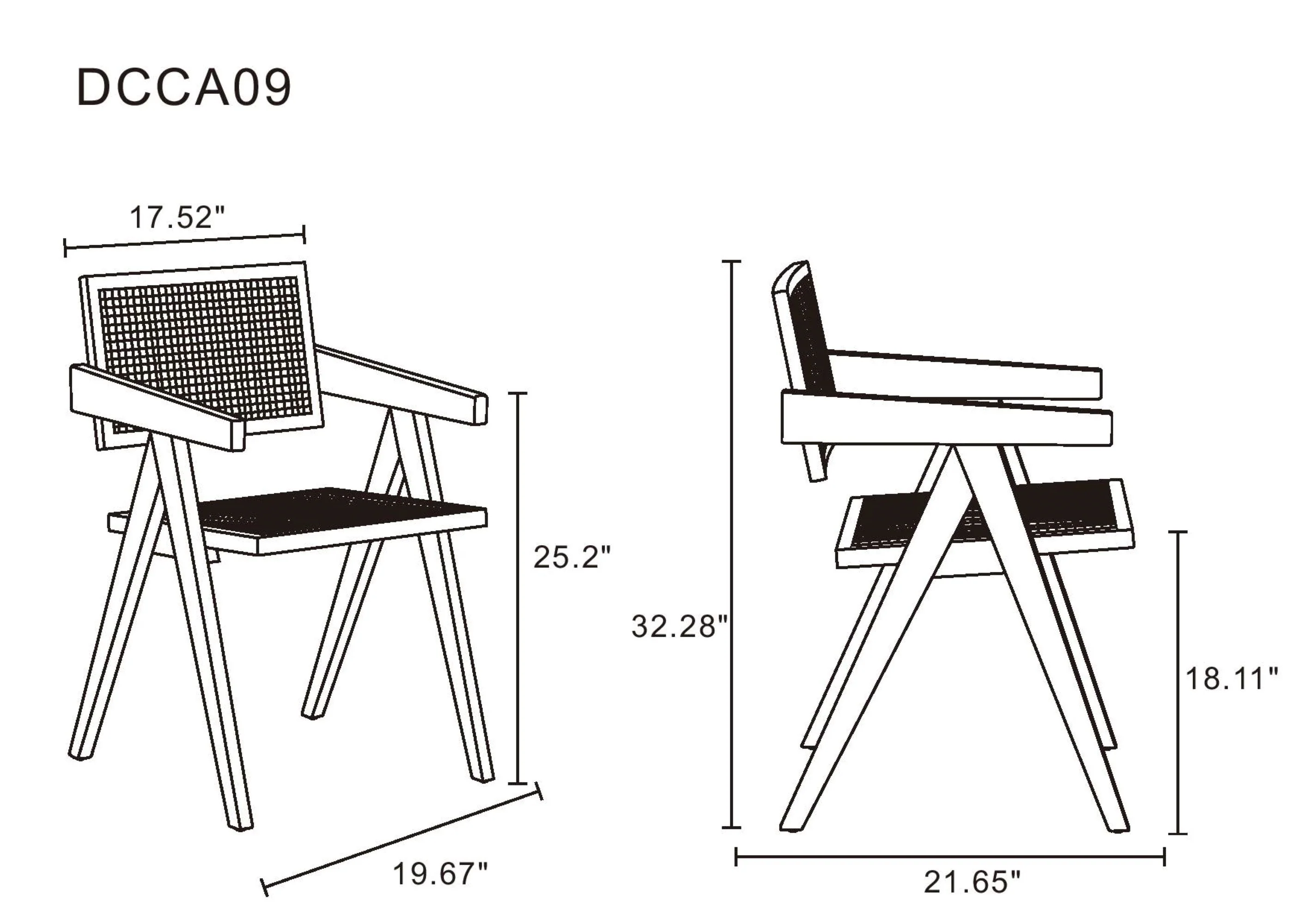 Hamlet Dining Arm Chair in Black and Natural Cane - Image 3