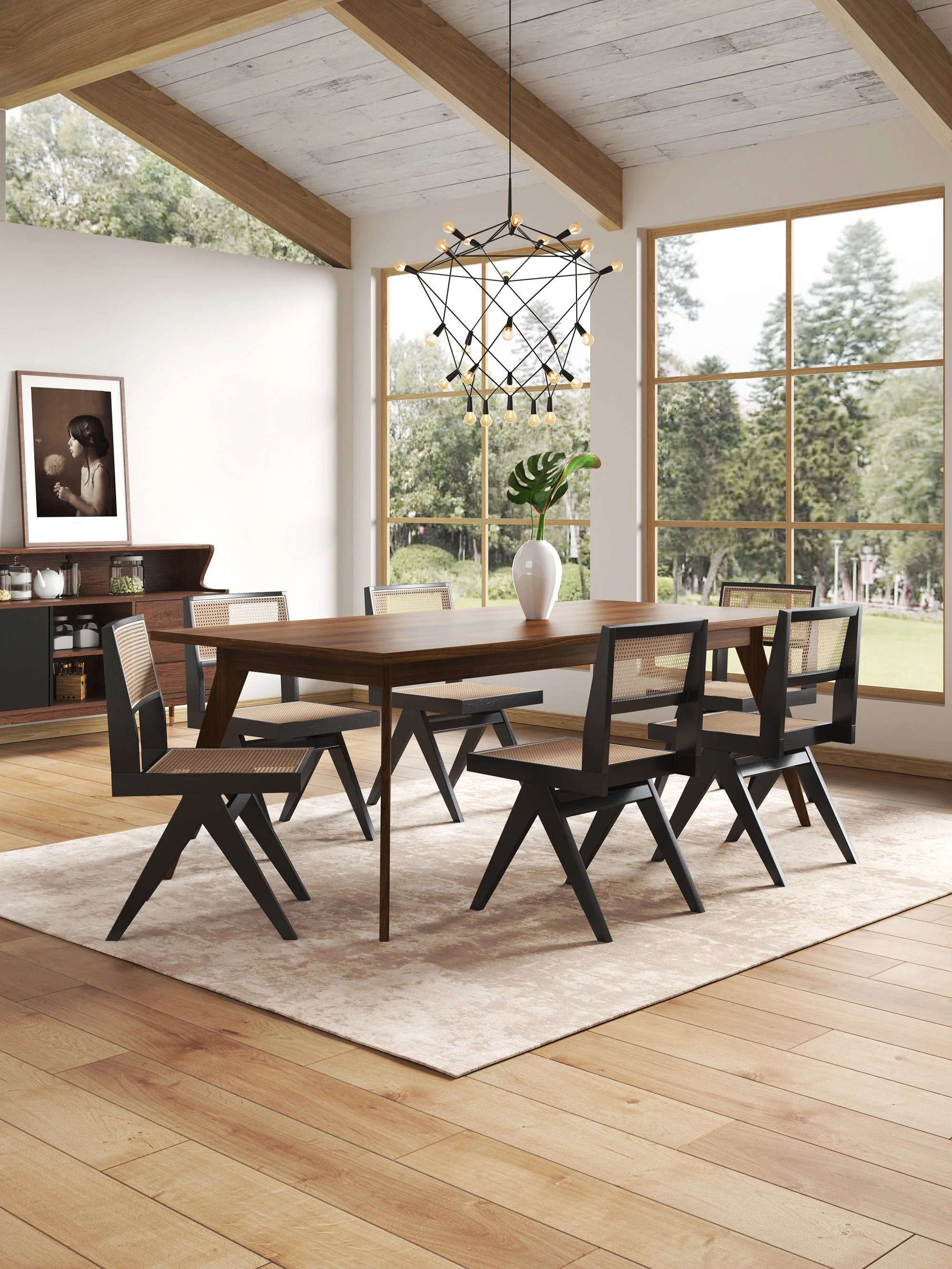 Hamlet Dining Chair in Black and Natural Cane (set of 2) - Image 2