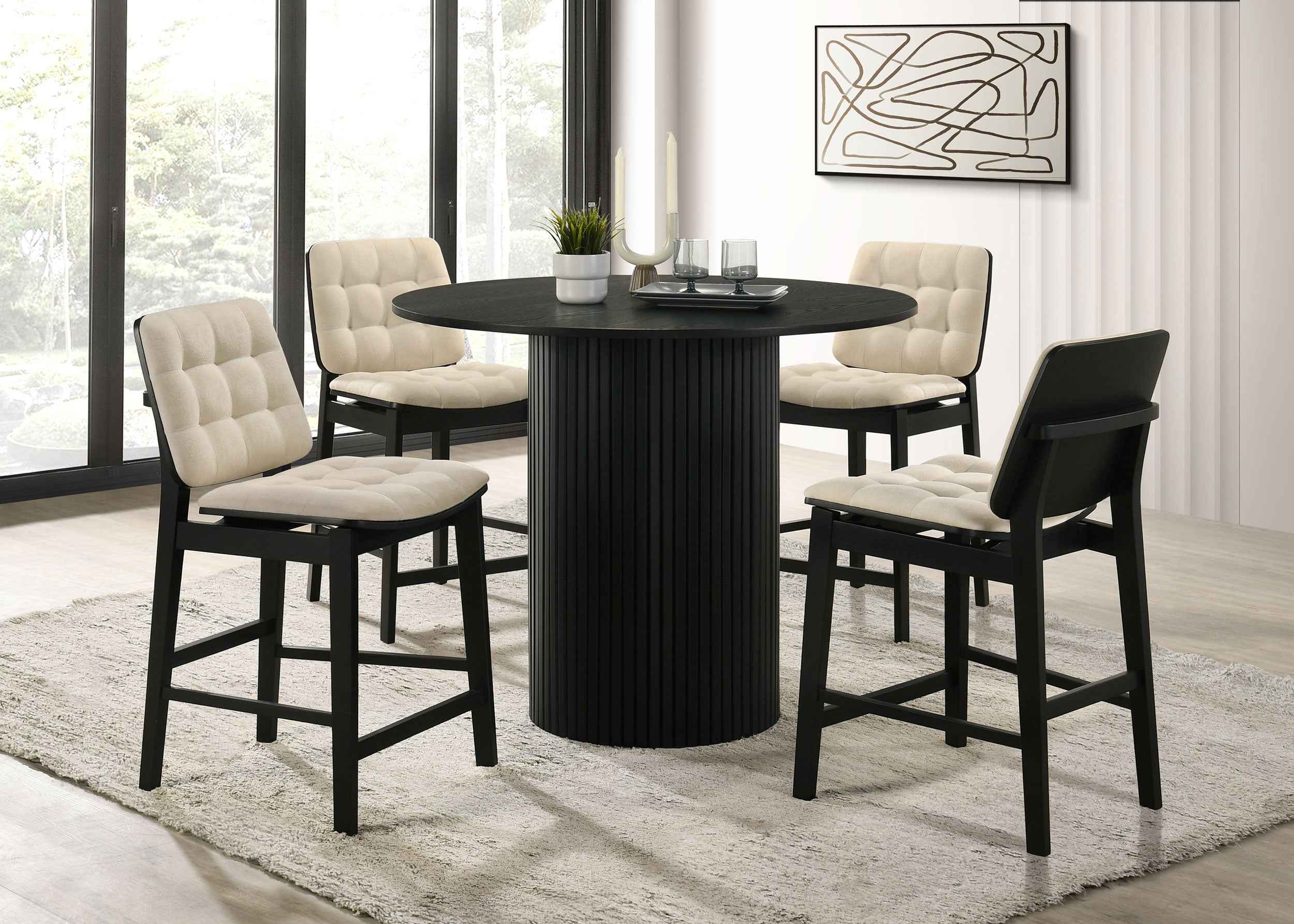 Hamlyn Black 43-inch Round Wood Counter Height Dining Table - Image 9