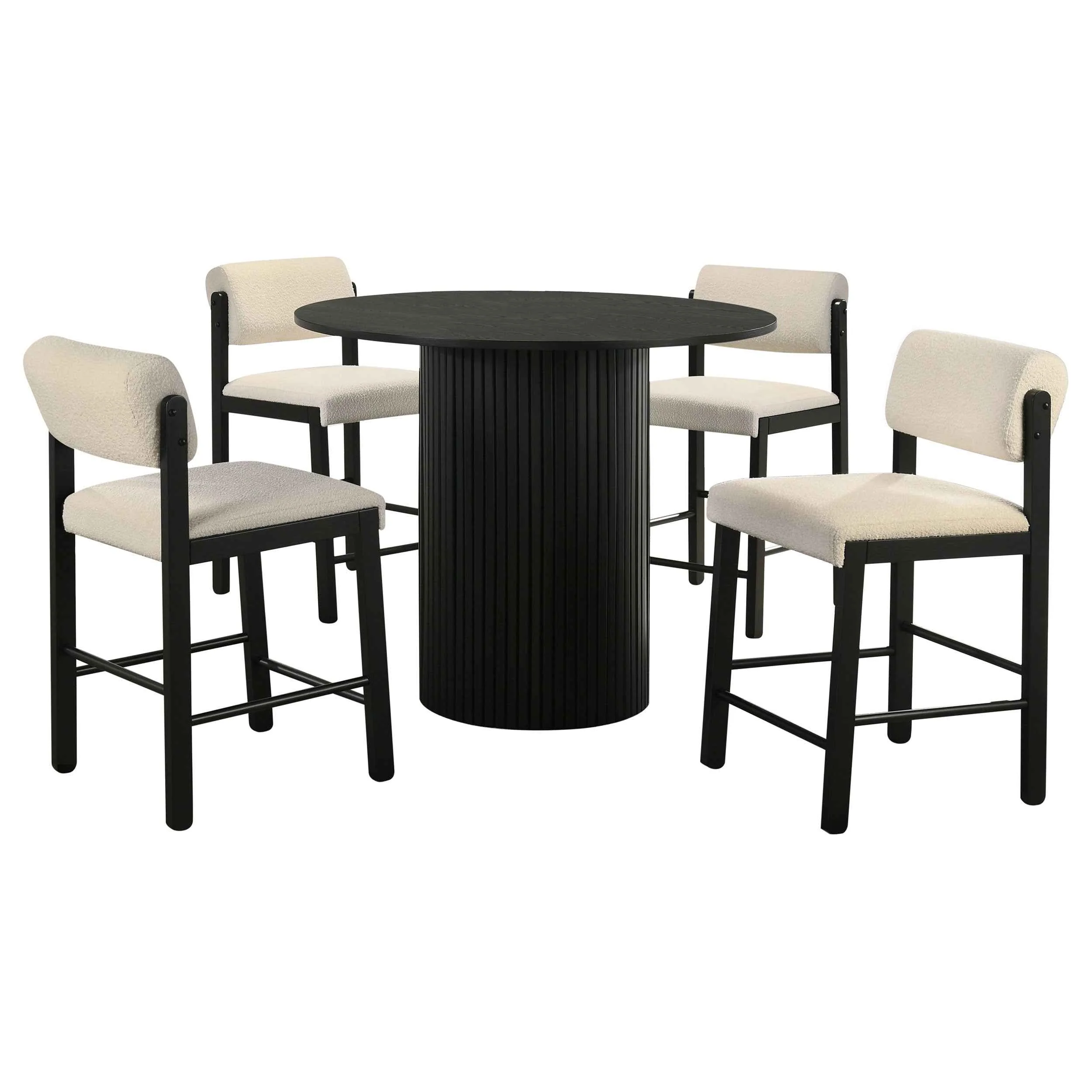 Hamlyn Cream/Black 5-piece Round Wood Counter Height Dining Set - Image 2