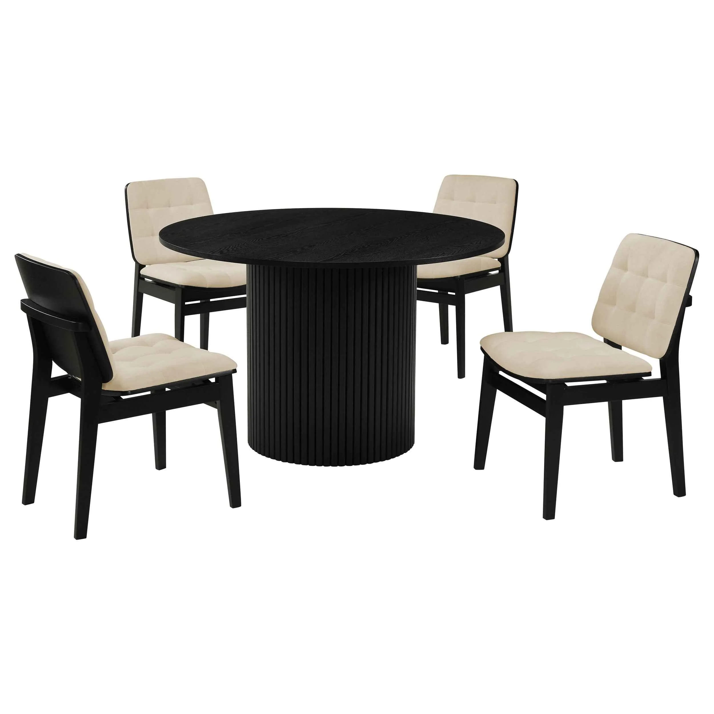 Hamlyn Cream/Black 5-piece Round Wood Dining Set