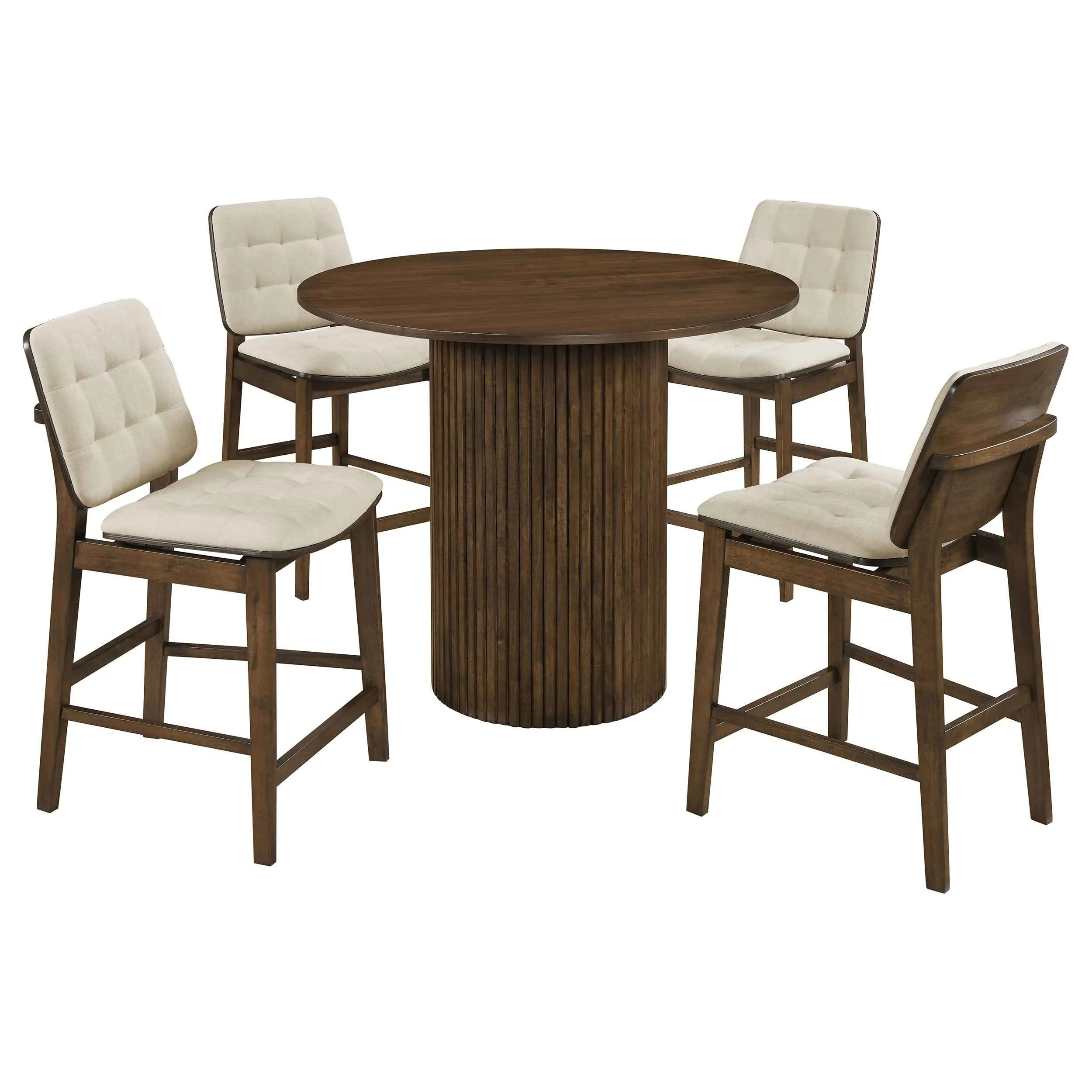 Hamlyn Cream/Walnut 5-piece Round Wood Counter Height Dining Set