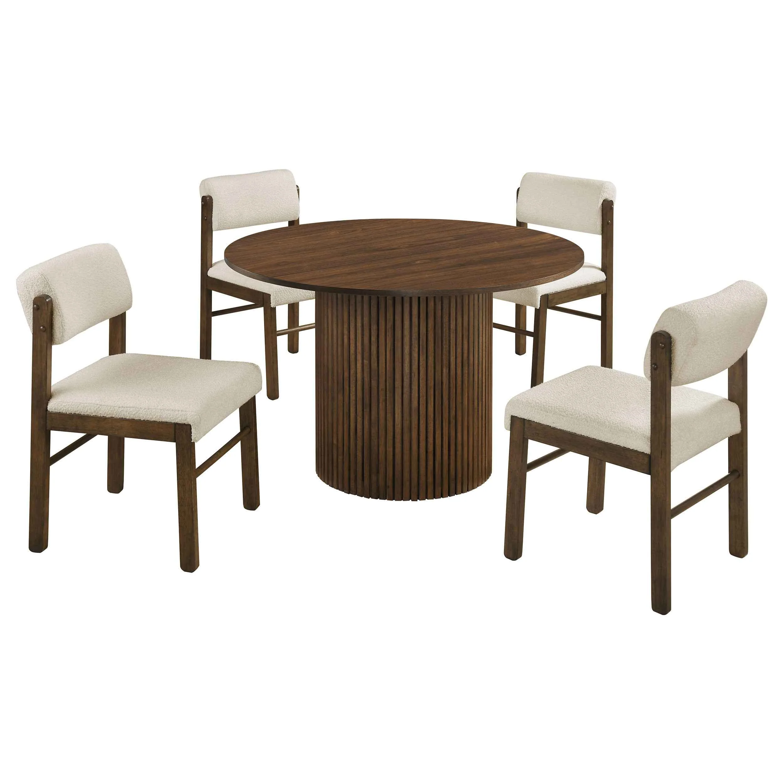 Hamlyn Cream/Walnut 5-piece Round Wood Dining Set