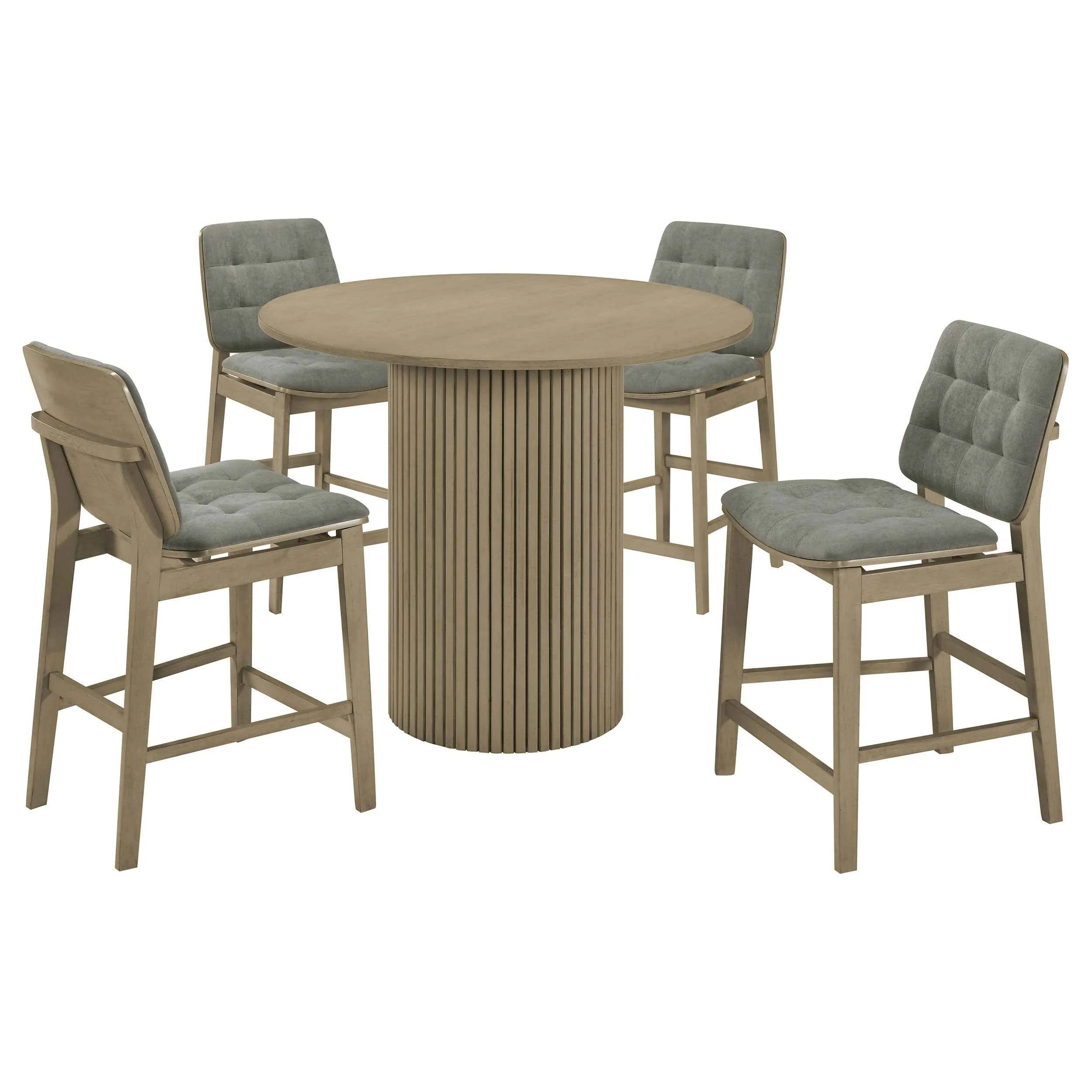 Hamlyn Grey/Natural Oak 5-piece Round Wood Counter Height Dining Set