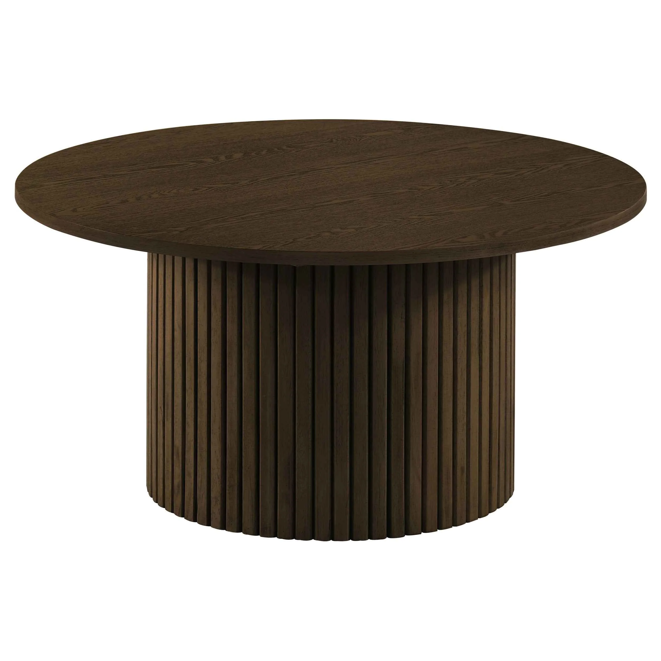 Hamlyn Walnut 2-piece Round Fluted Coffee and End Table Set - Image 5