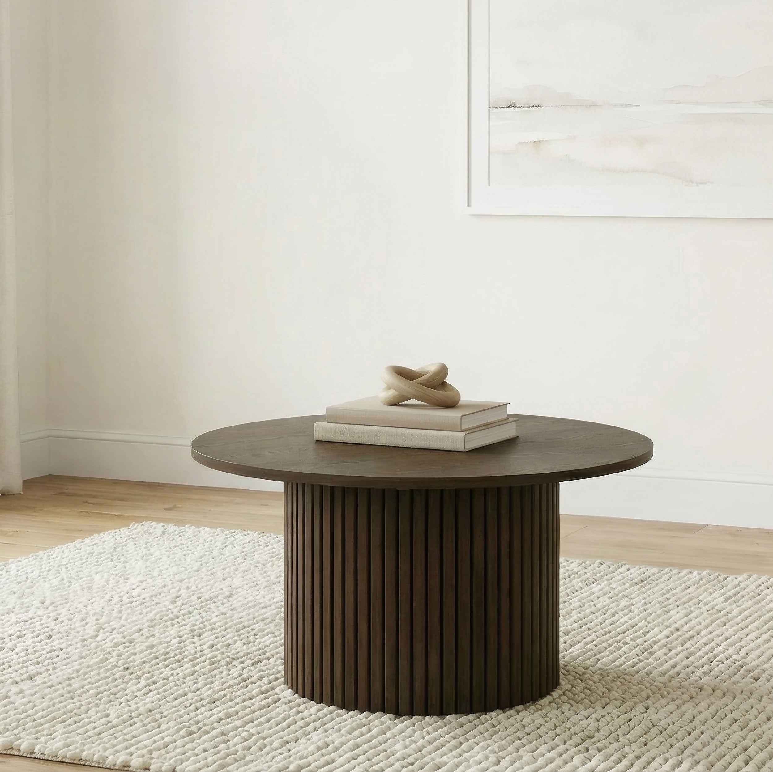 Hamlyn Walnut Round Fluted Occasional Cocktail Coffee Table
