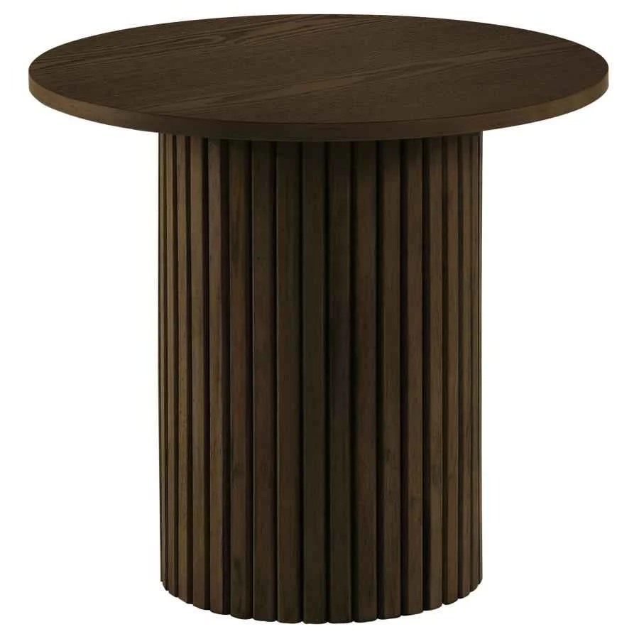 Hamlyn Walnut Round Fluted Occasional Side End Table - Image 3