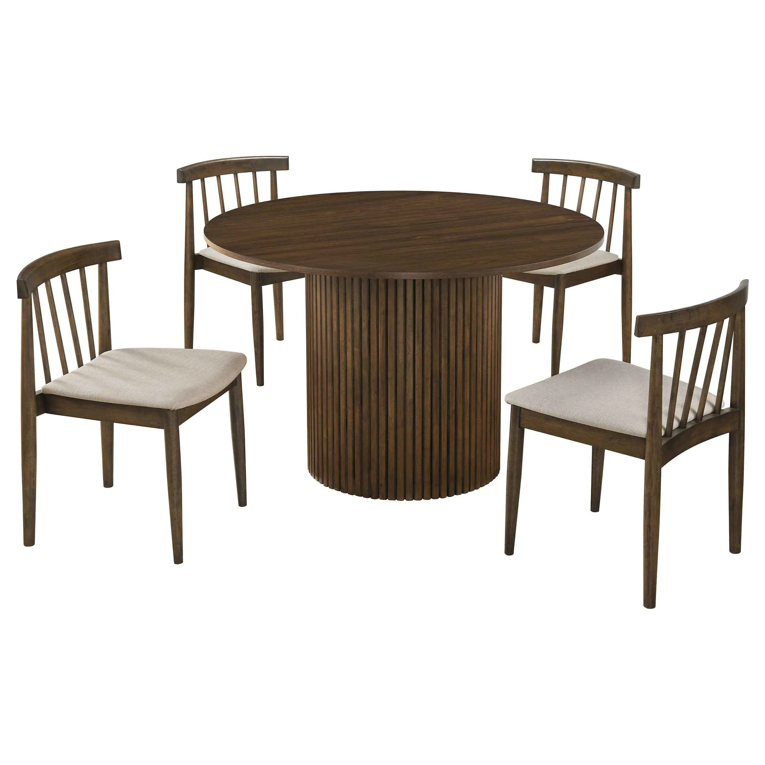 Hamlyn Wheat/Walnut 5-piece Round Wood Dining Set