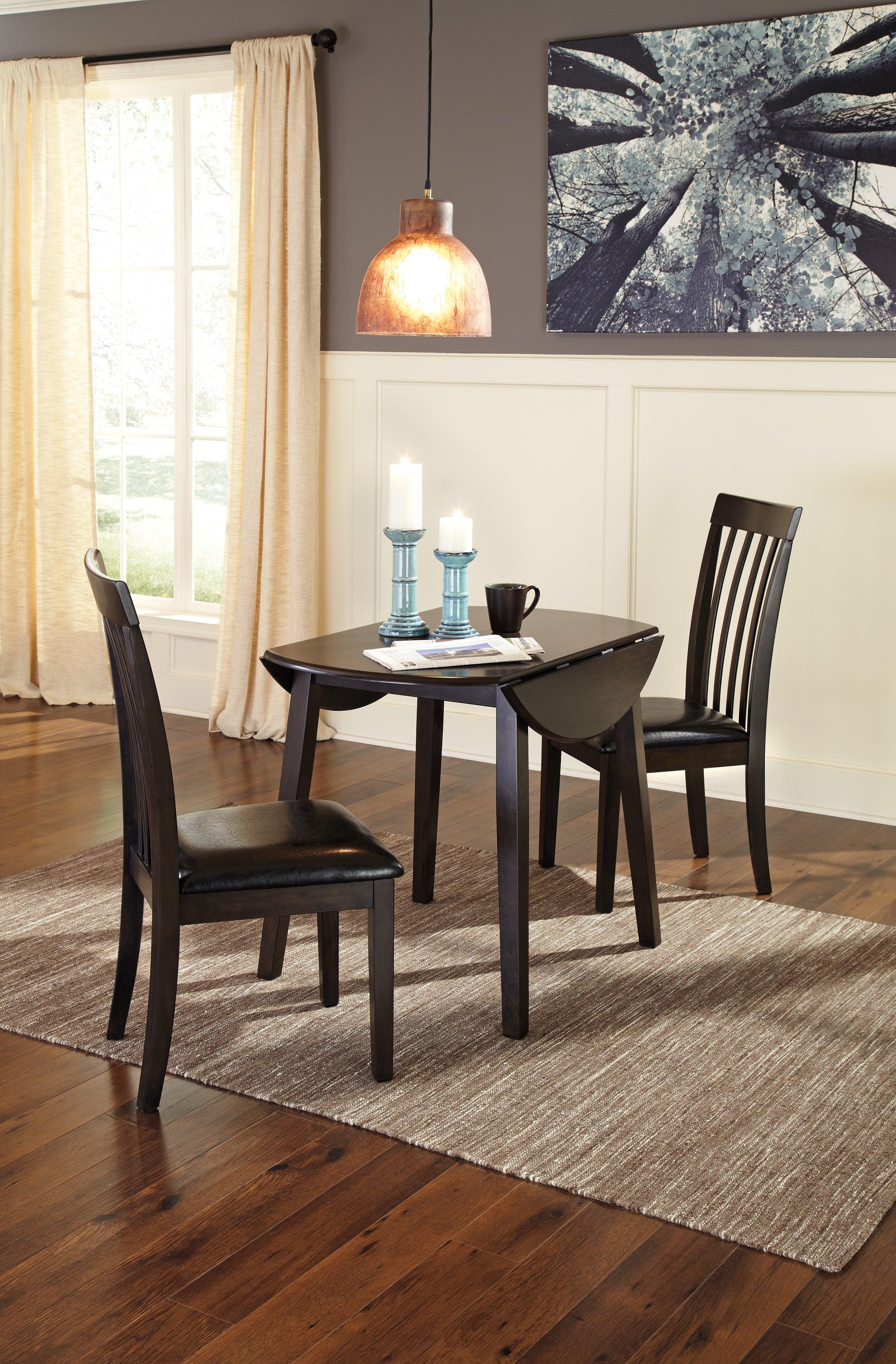 Hammis Dark Brown 3-Piece Round Drop Leaf Table Set - Image 2