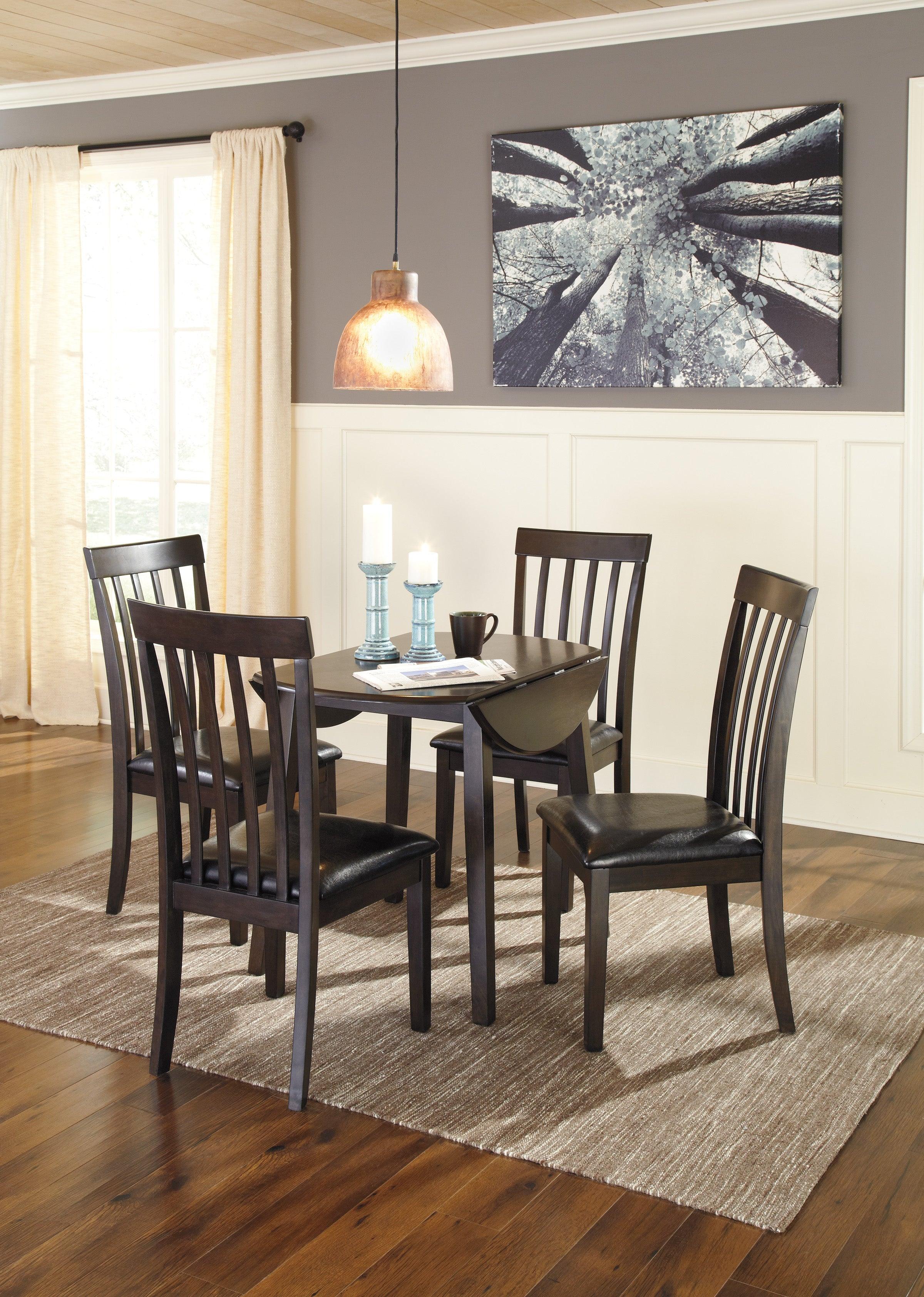 Hammis Dark Brown 5-Piece Round Drop Leaf Table Set - Image 2