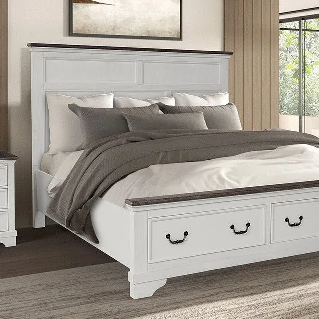 Hampstead White/Dark Brown 4-Piece Queen Bedroom Set - Image 2