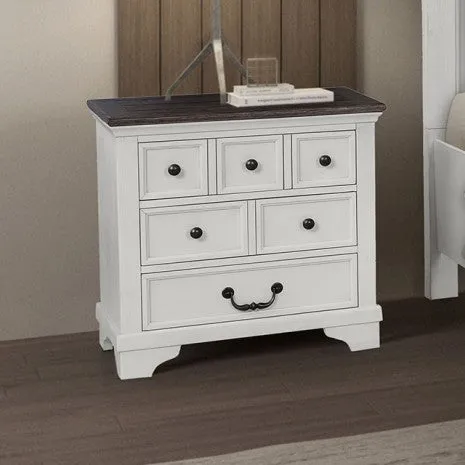 Hampstead White/Dark Brown 4-Piece Queen Bedroom Set - Image 3