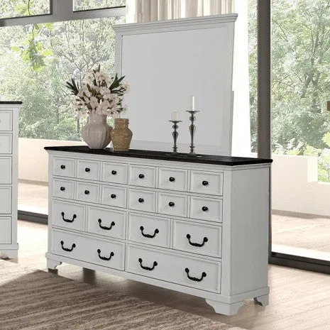Hampstead White/Dark Brown 4-Piece Queen Bedroom Set - Image 4