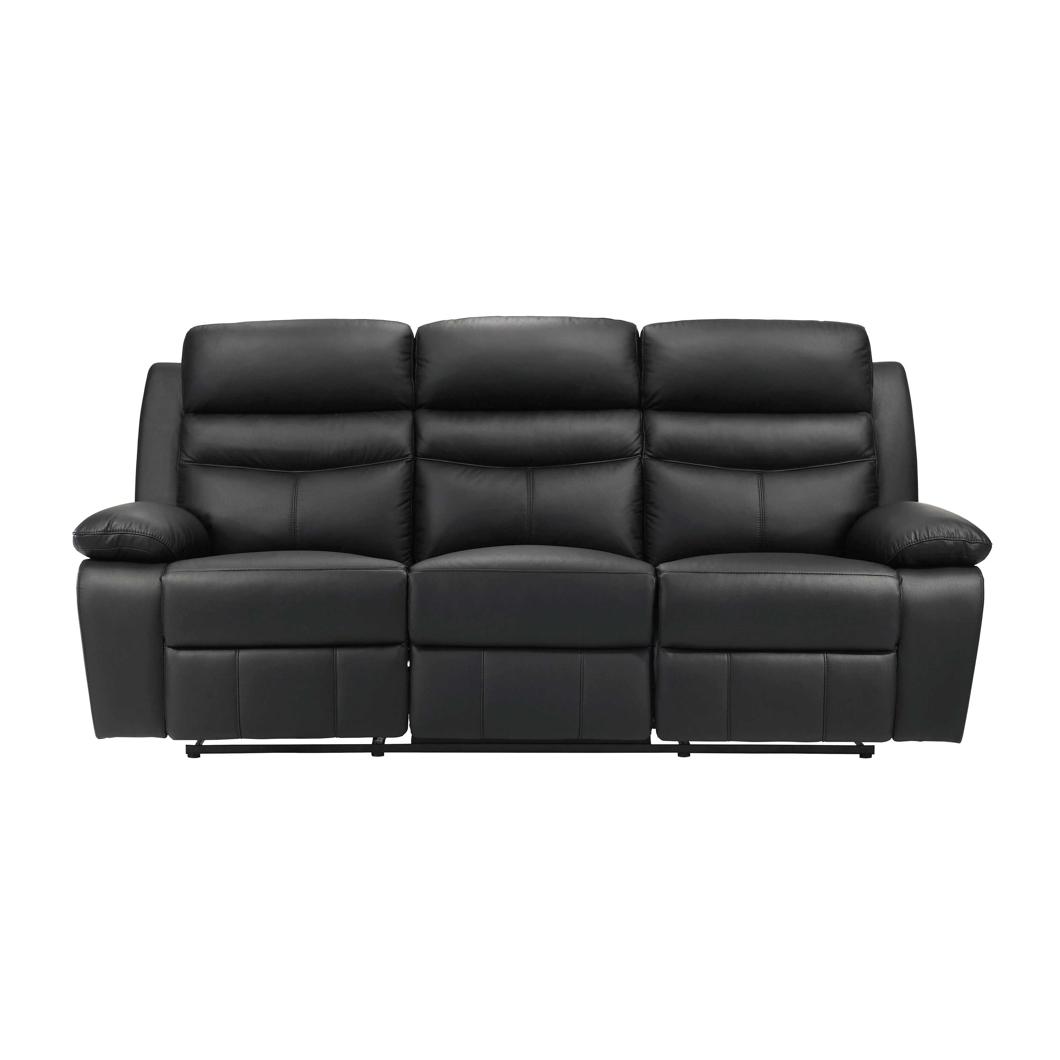 Hancock Black Leather Double Reclining Living Room Set - Image 3