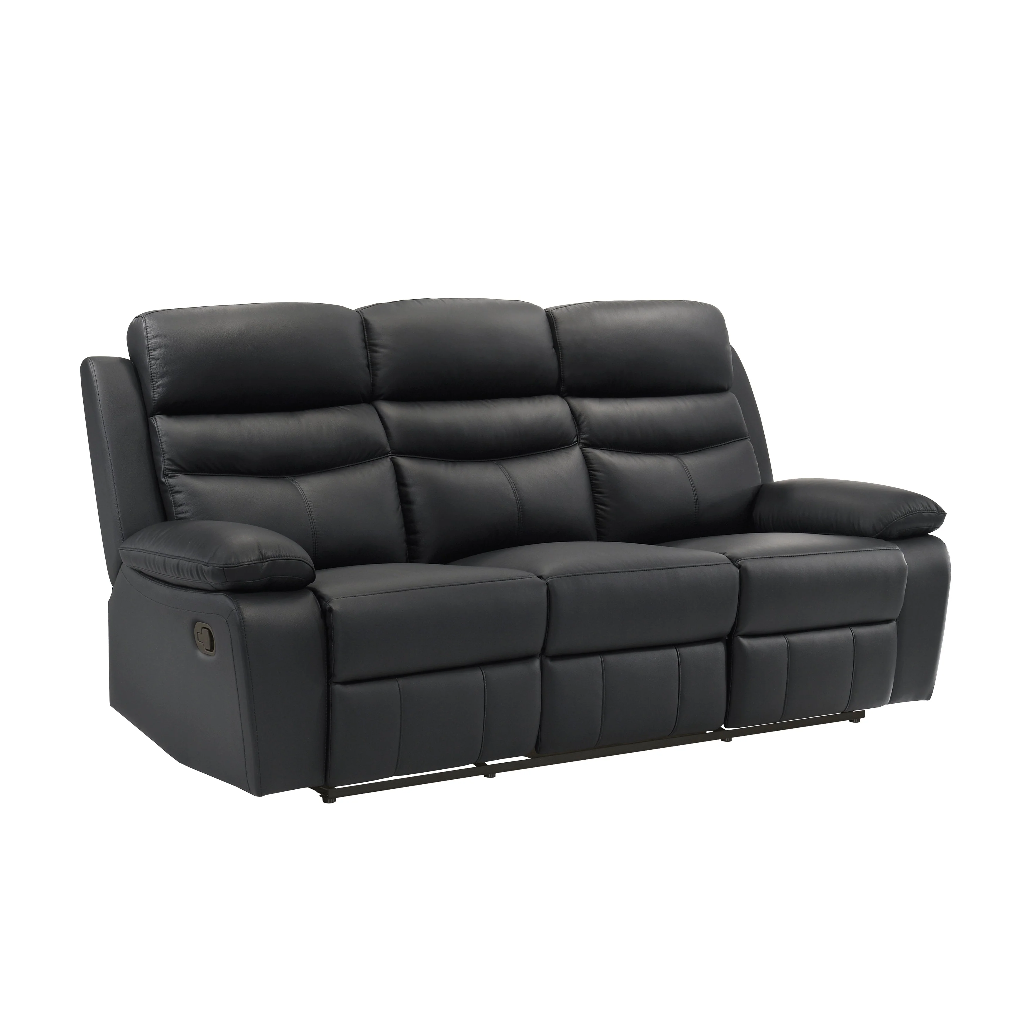 Hancock Black Leather Double Reclining Living Room Set - Image 4
