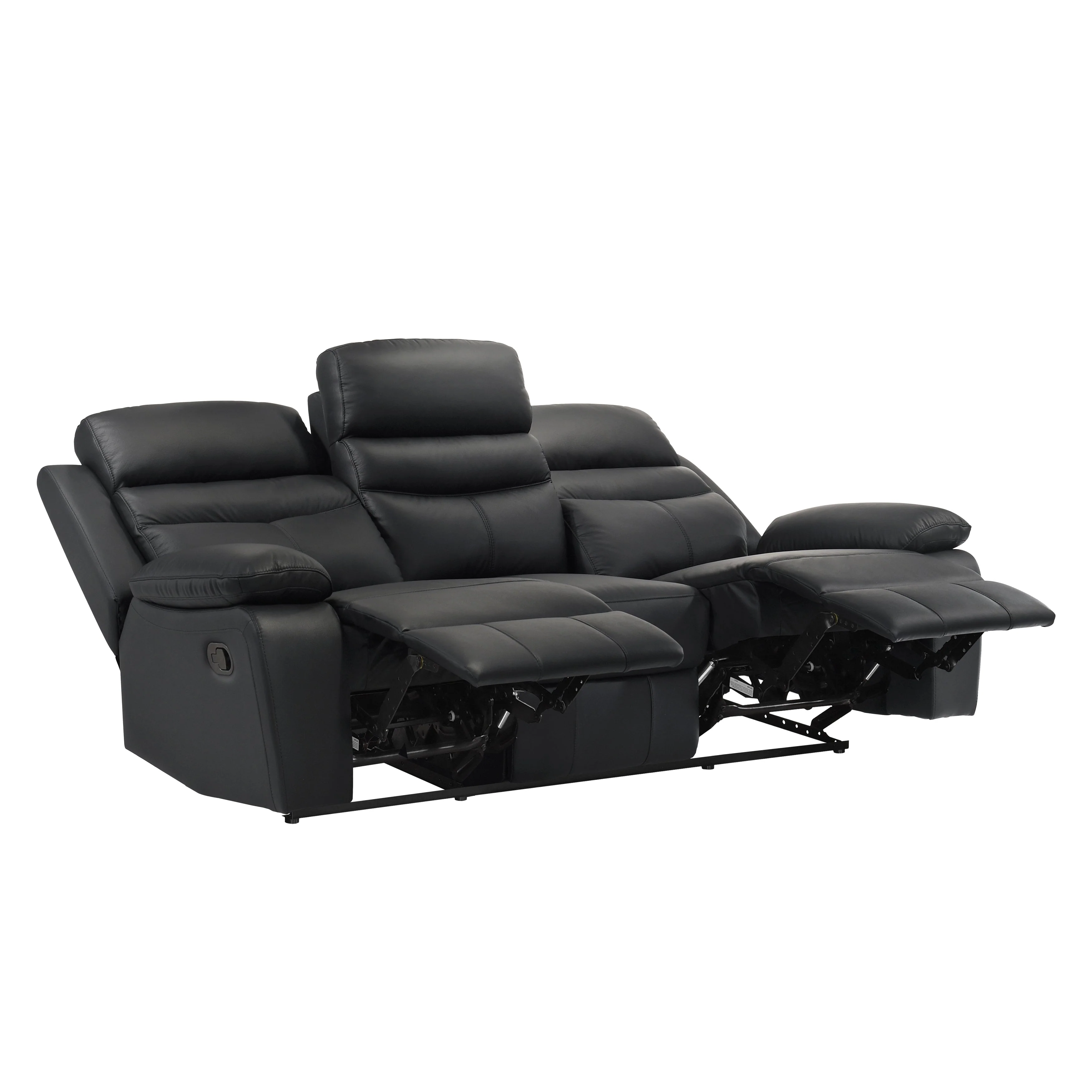 Hancock Black Leather Double Reclining Sofa - Image 5