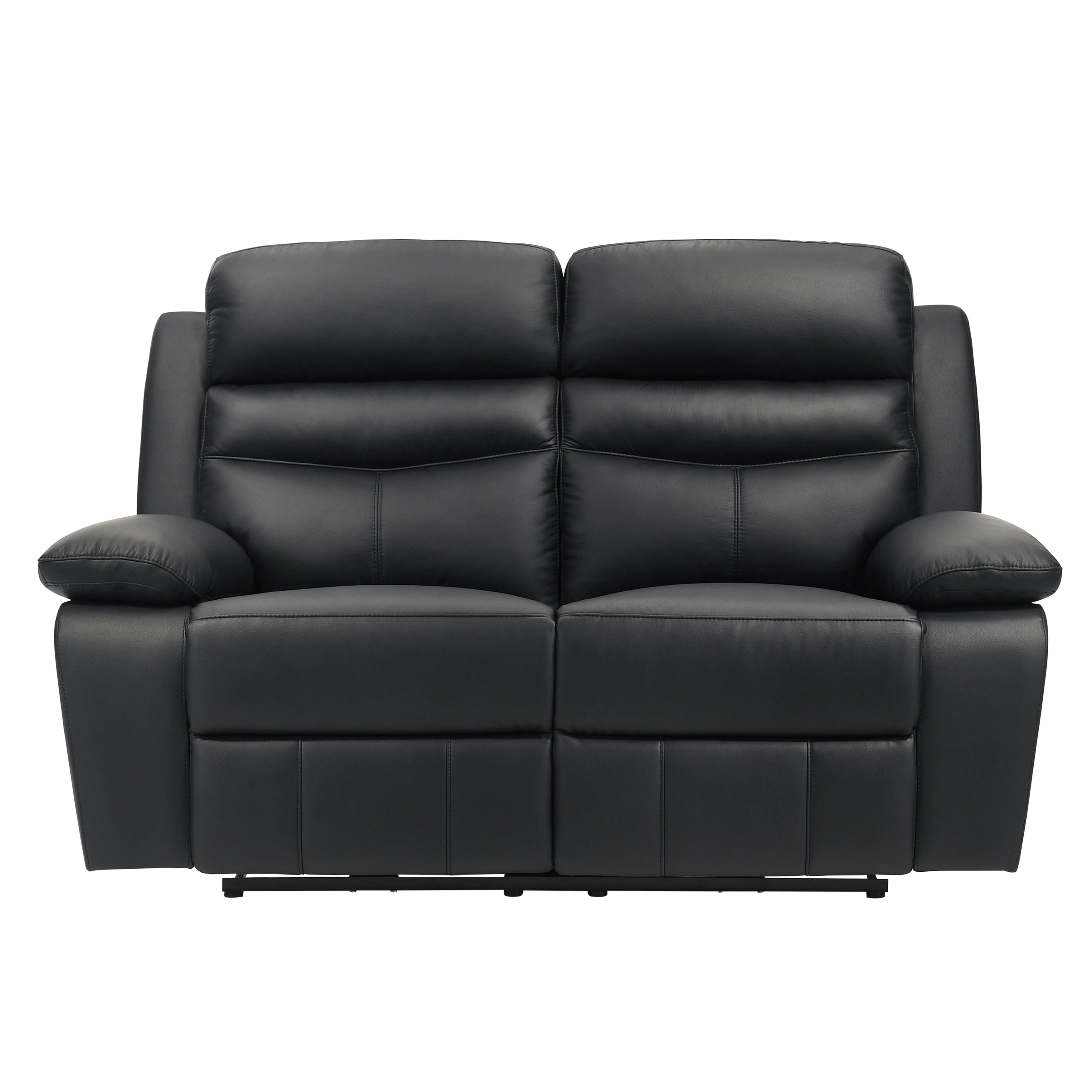 Hancock Black Leather Power Double Reclining Loveseat