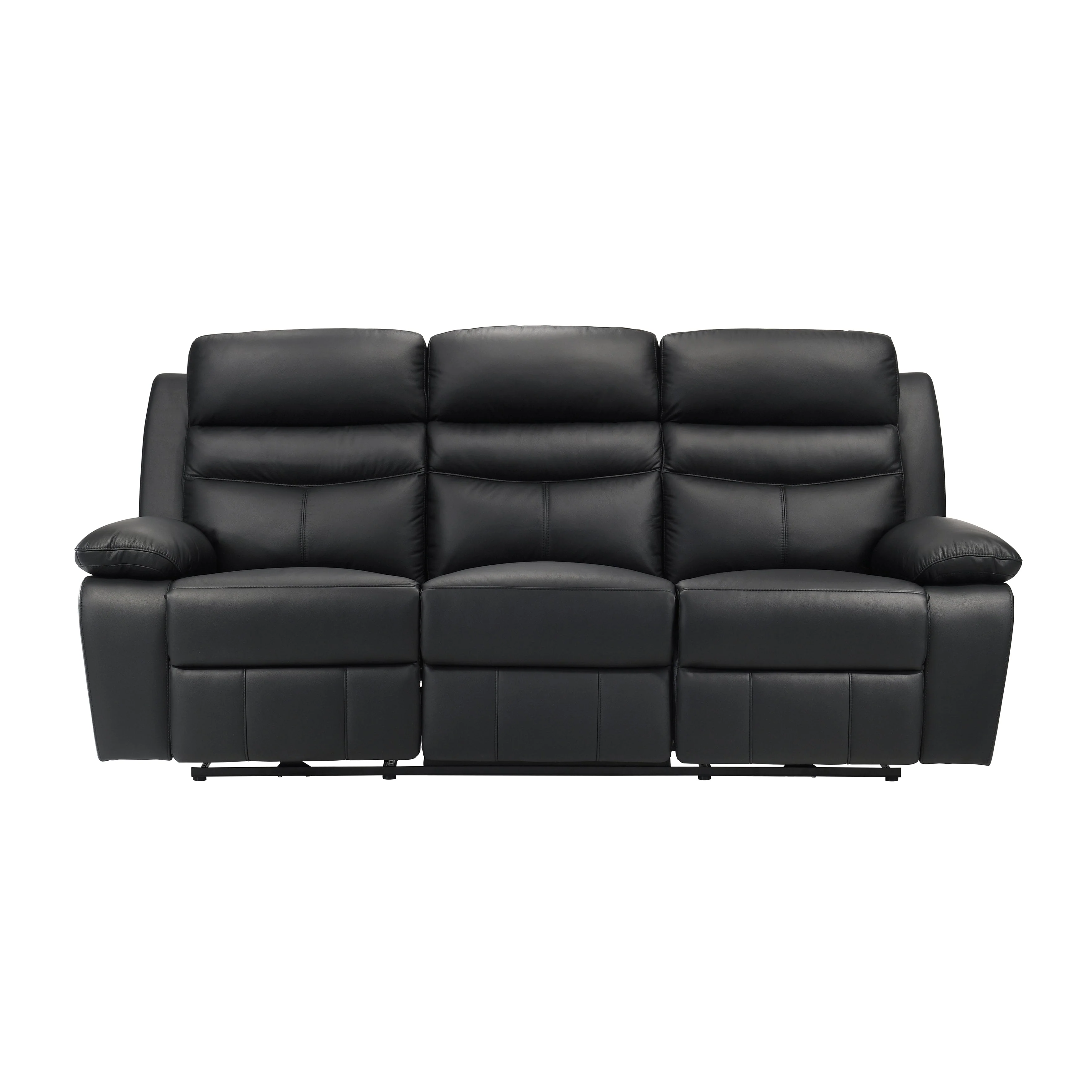 Hancock Black Leather Power Double Reclining Sofa