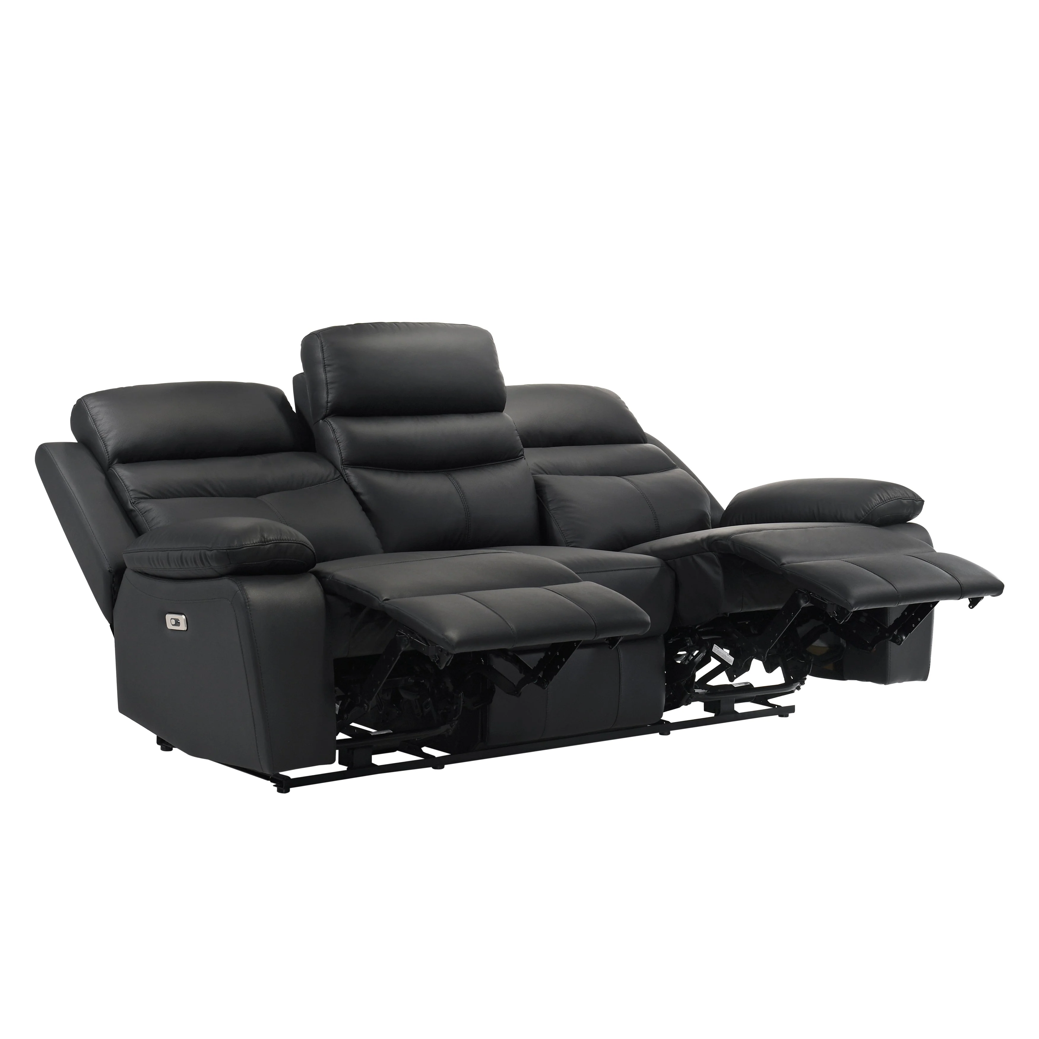 Hancock Black Leather Power Double Reclining Sofa - Image 5