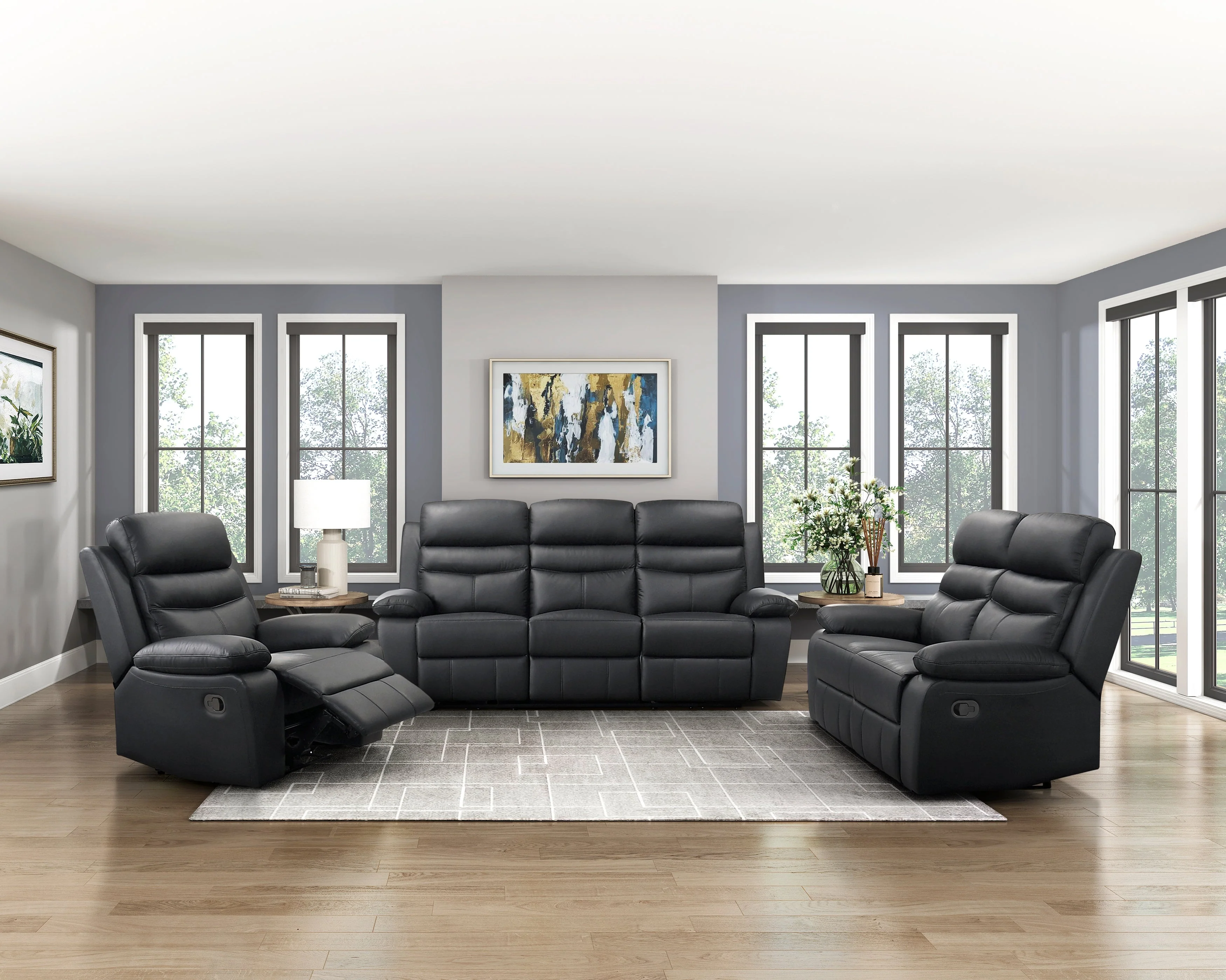Hancock Black Leather Reclining Chair - Image 2