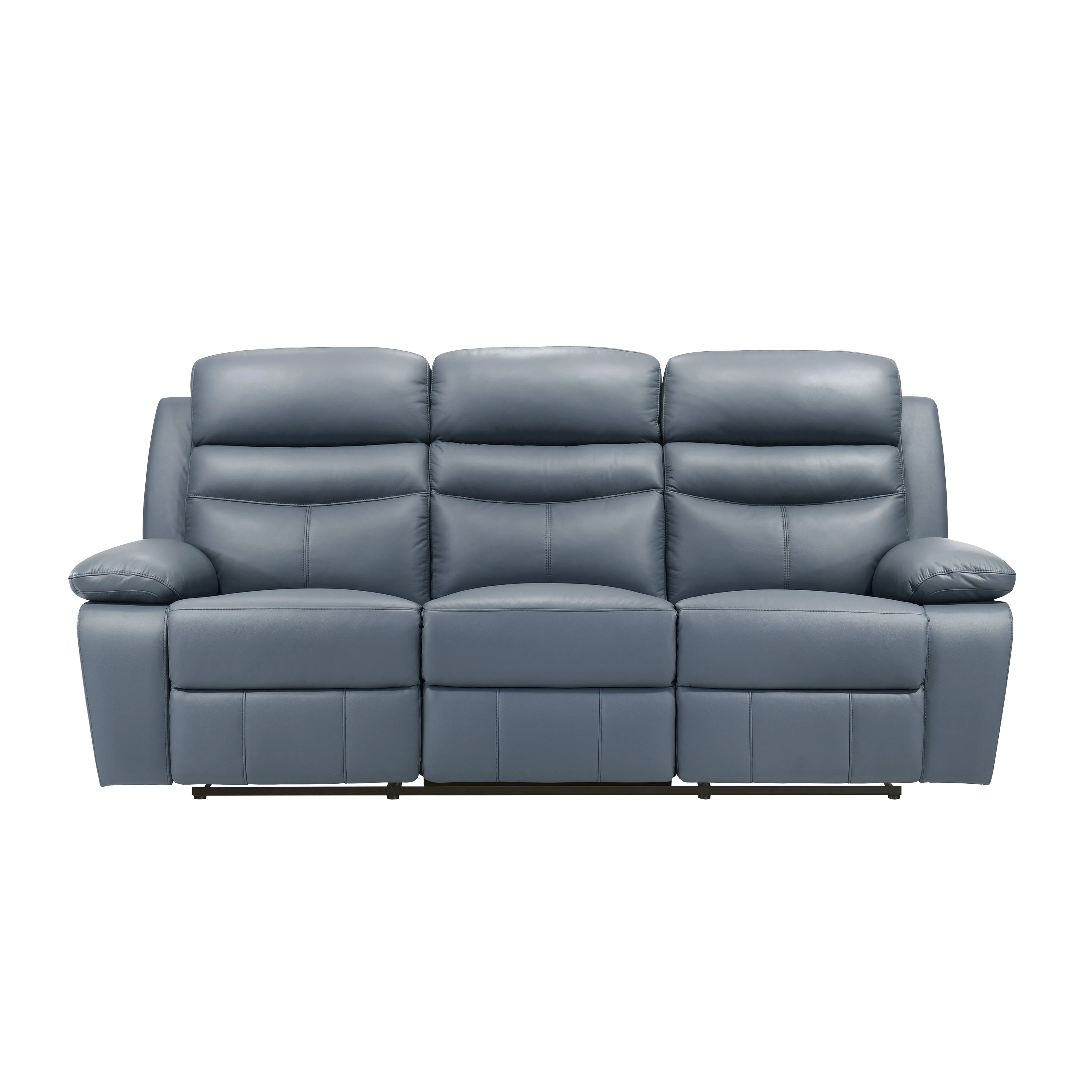 Hancock Blue Leather Double Reclining Sofa