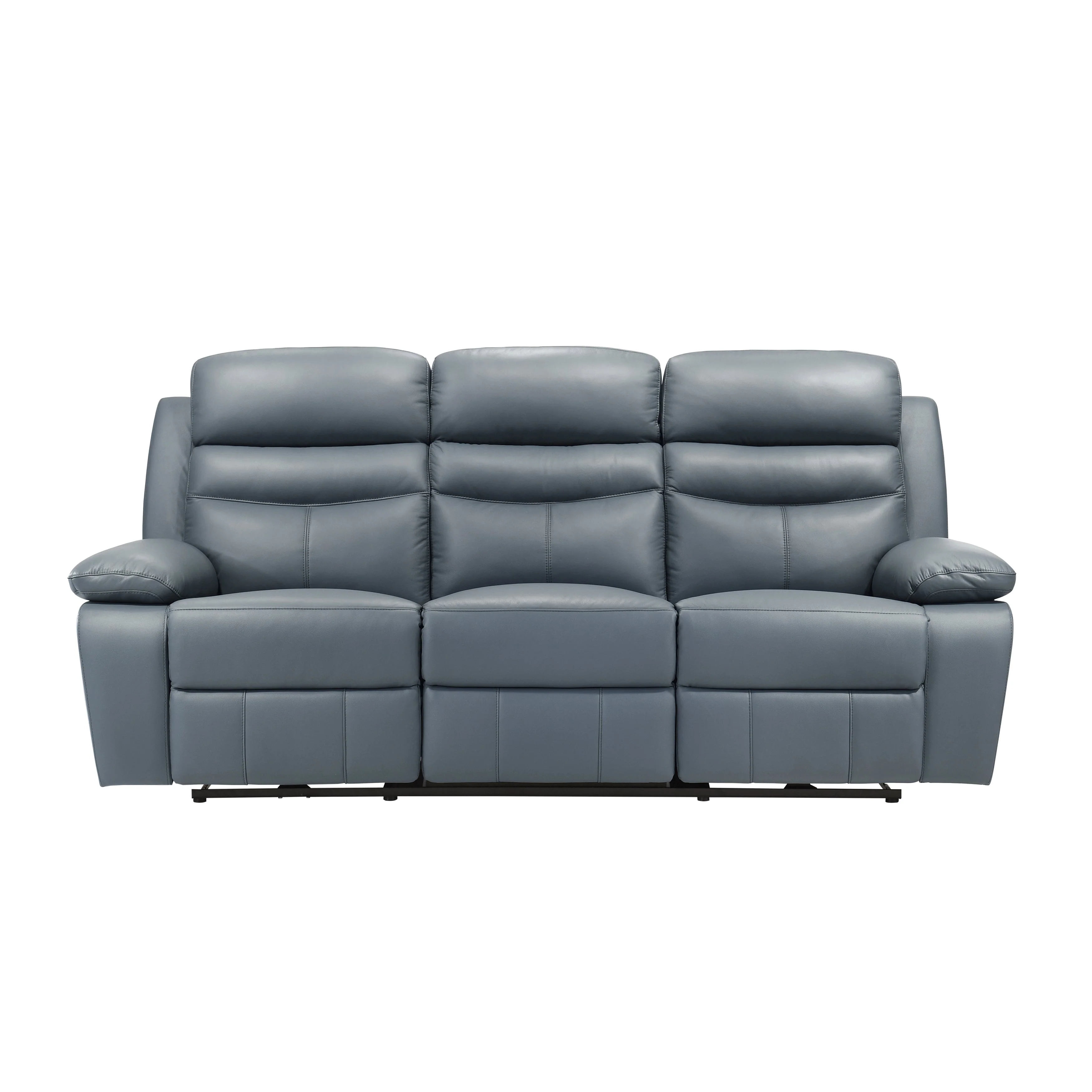Hancock Blue Leather Power Double Reclining Sofa
