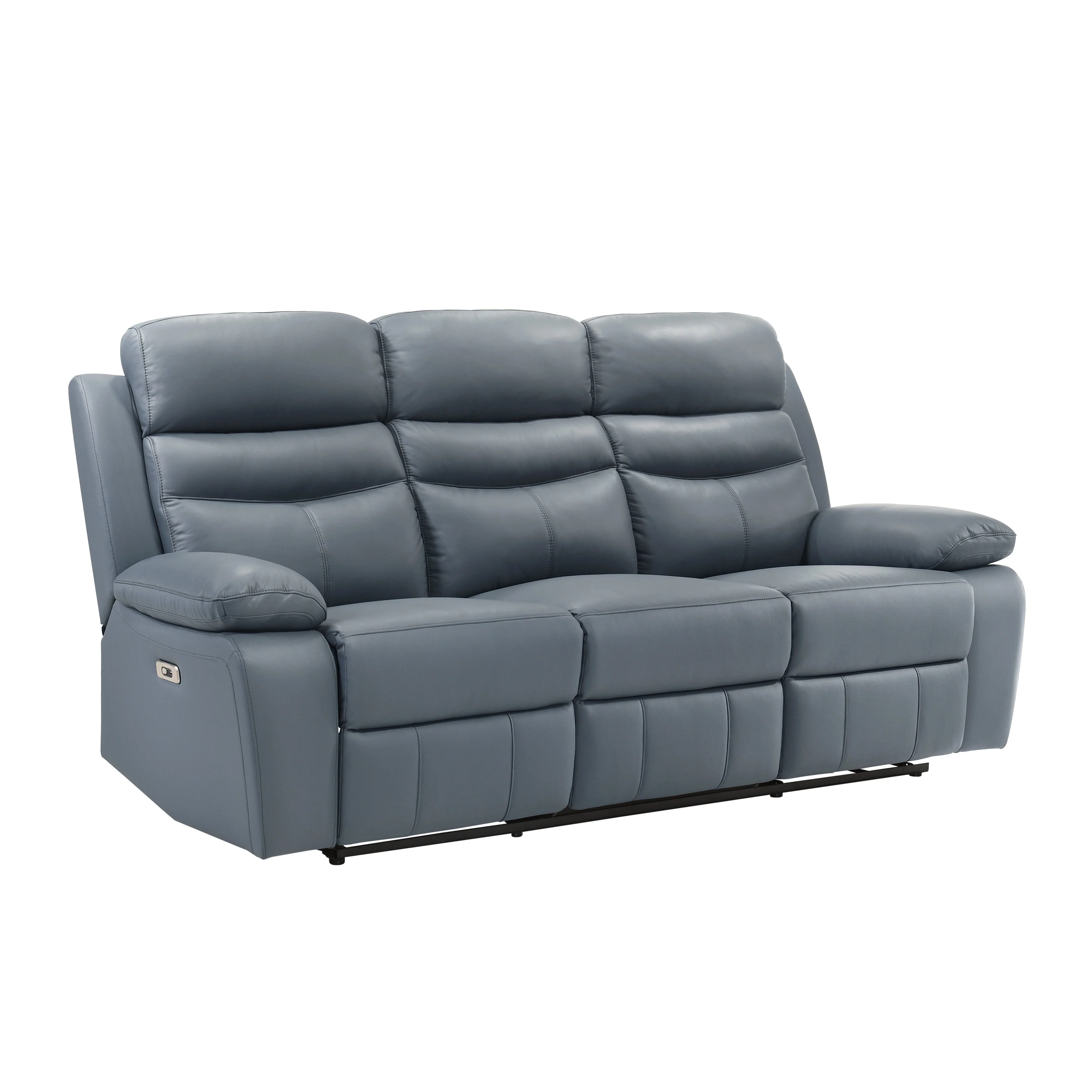 Hancock Blue Leather Power Double Reclining Sofa - Image 3