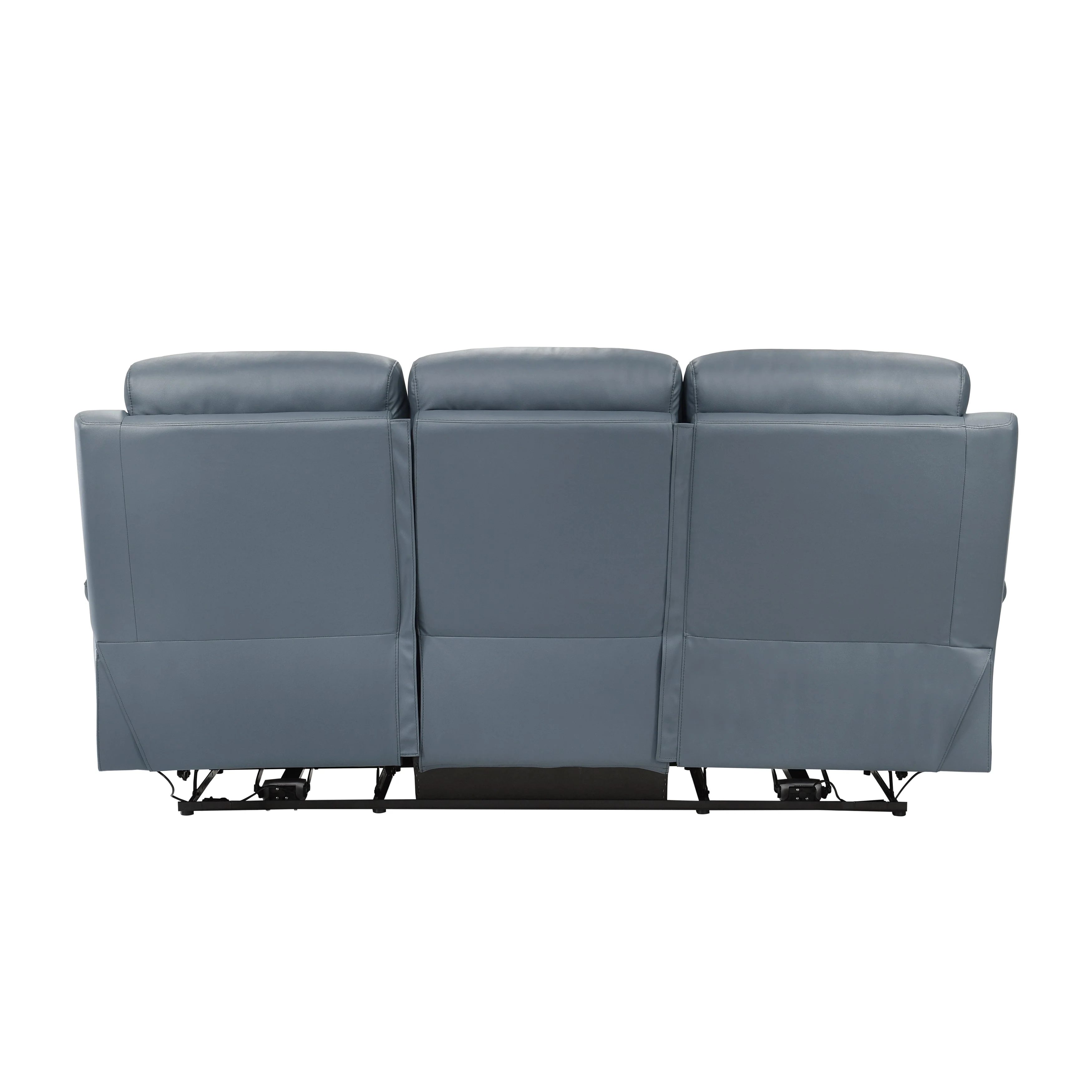 Hancock Blue Leather Power Double Reclining Sofa - Image 4