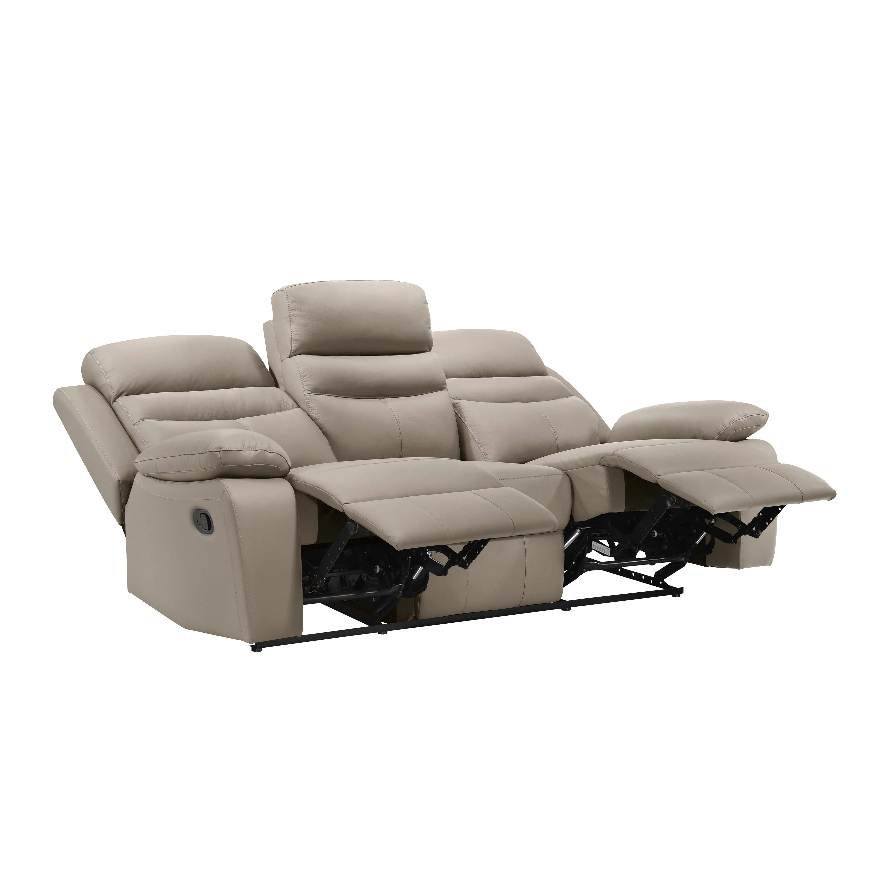 Hancock Latte Leather Double Reclining Living Room Set - Image 5