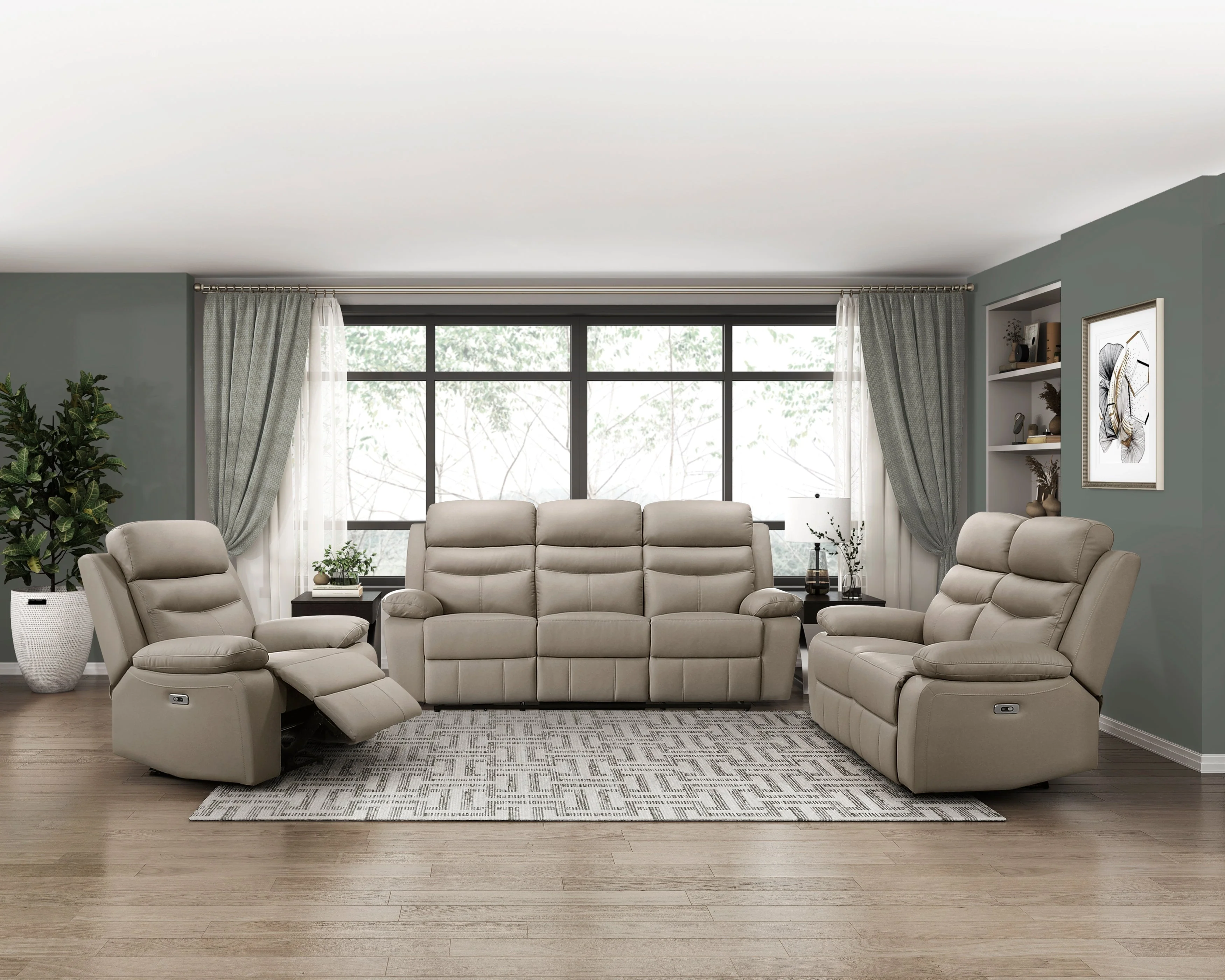 Hancock Latte Leather Power Double Reclining Sofa - Image 7