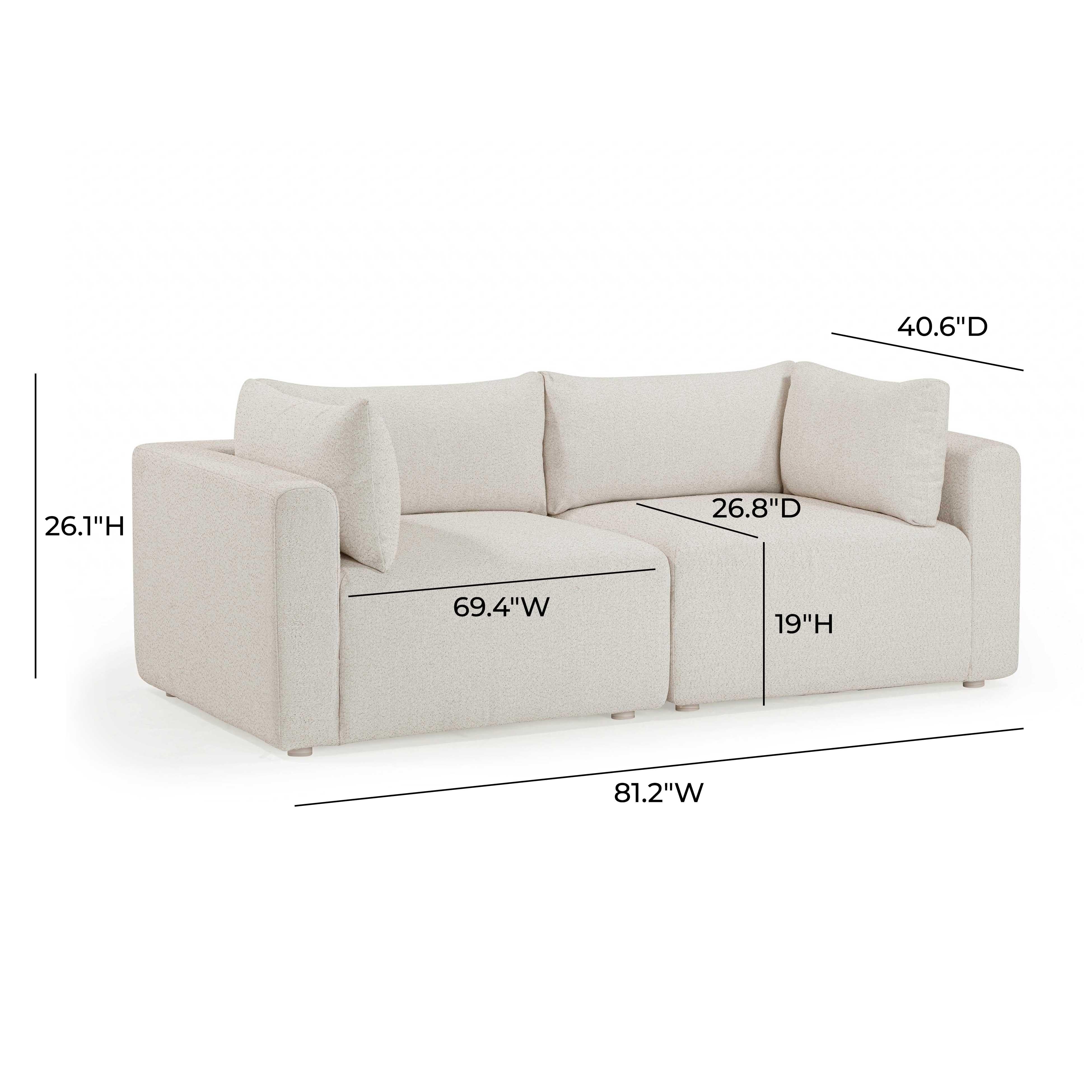 Hangover 81" Cream Outdoor Modular Loveseat - Image 6