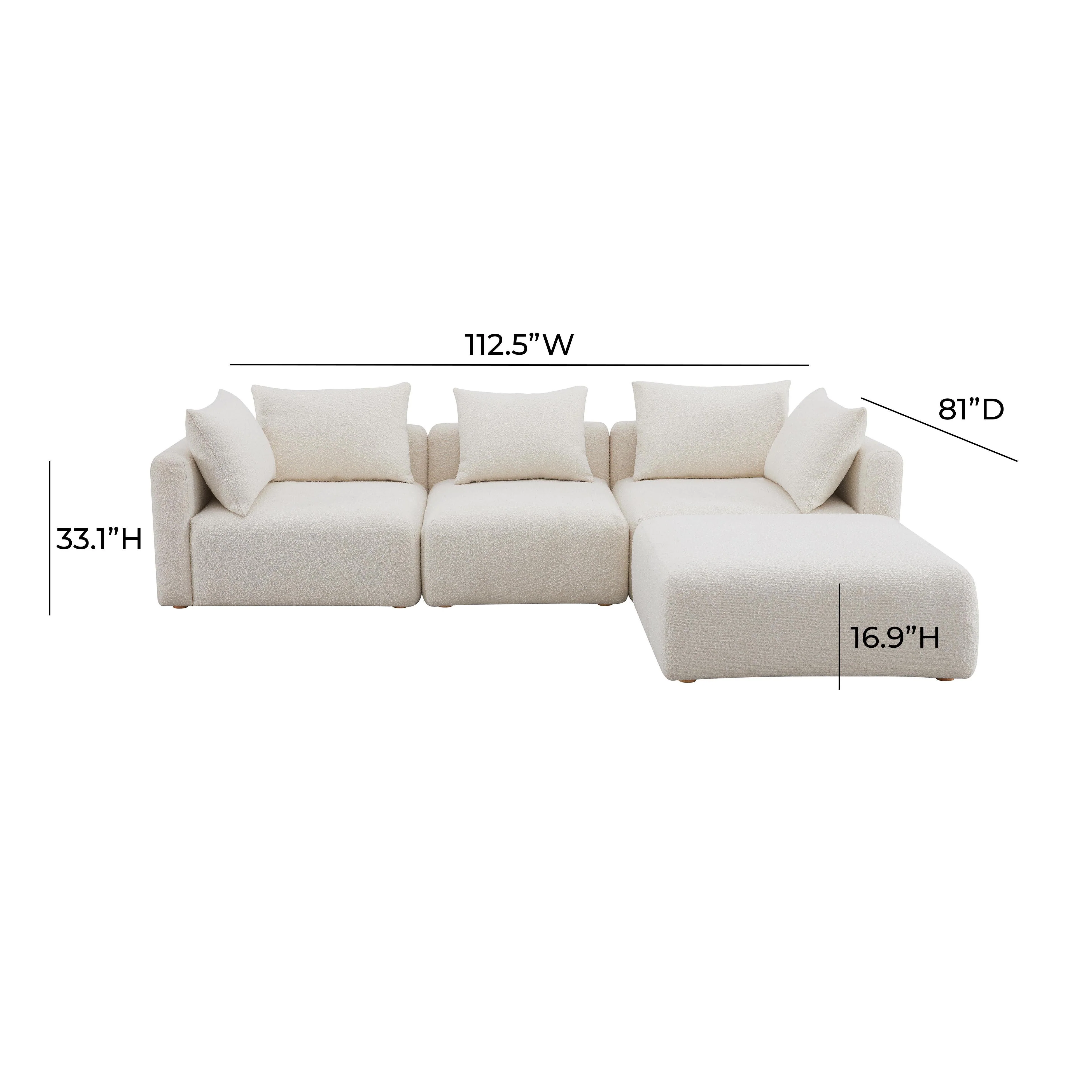 Hangover Cream Boucle 4-Piece Modular Sectional - Image 4