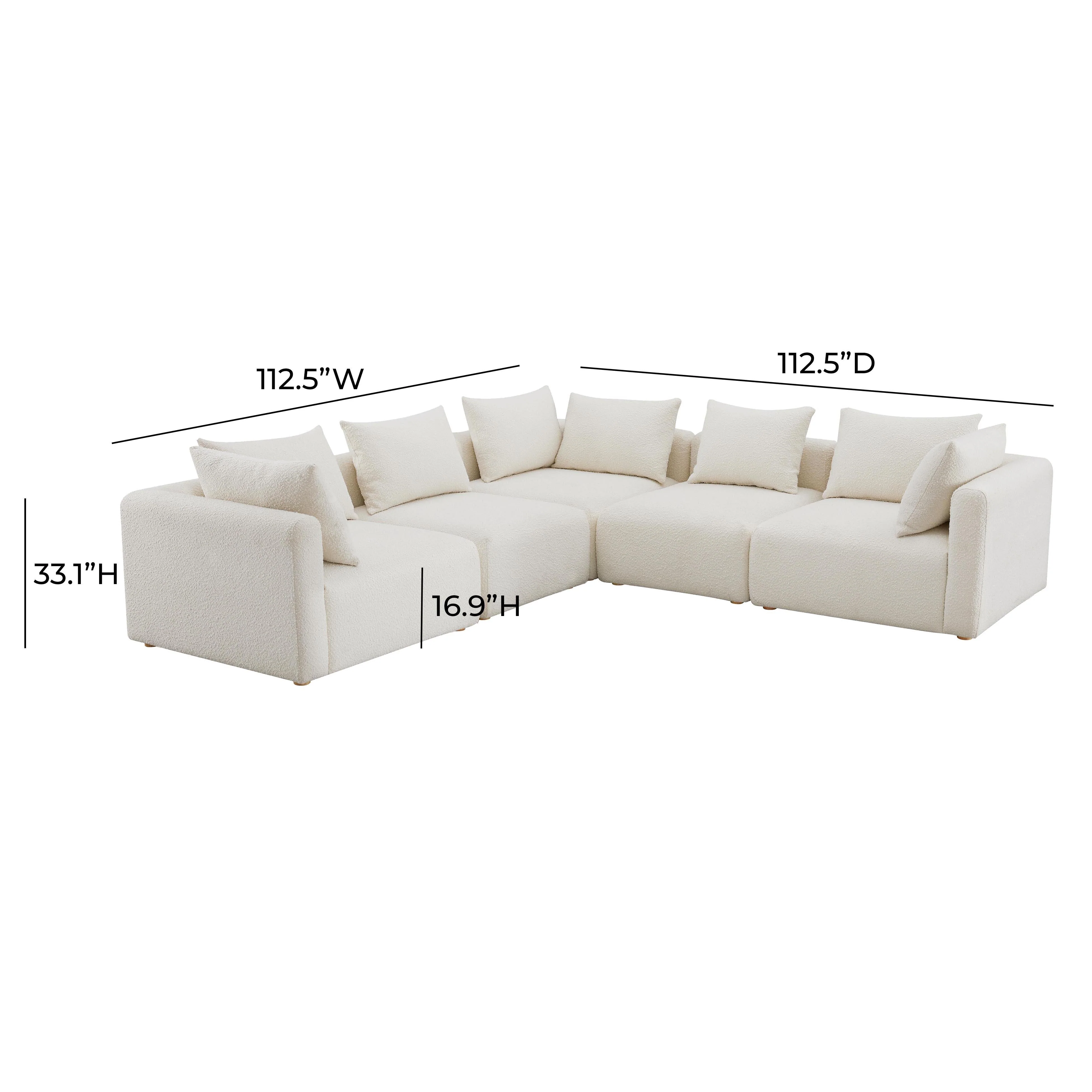 Hangover Cream Boucle 5-Piece Modular L-Sectional - Image 4