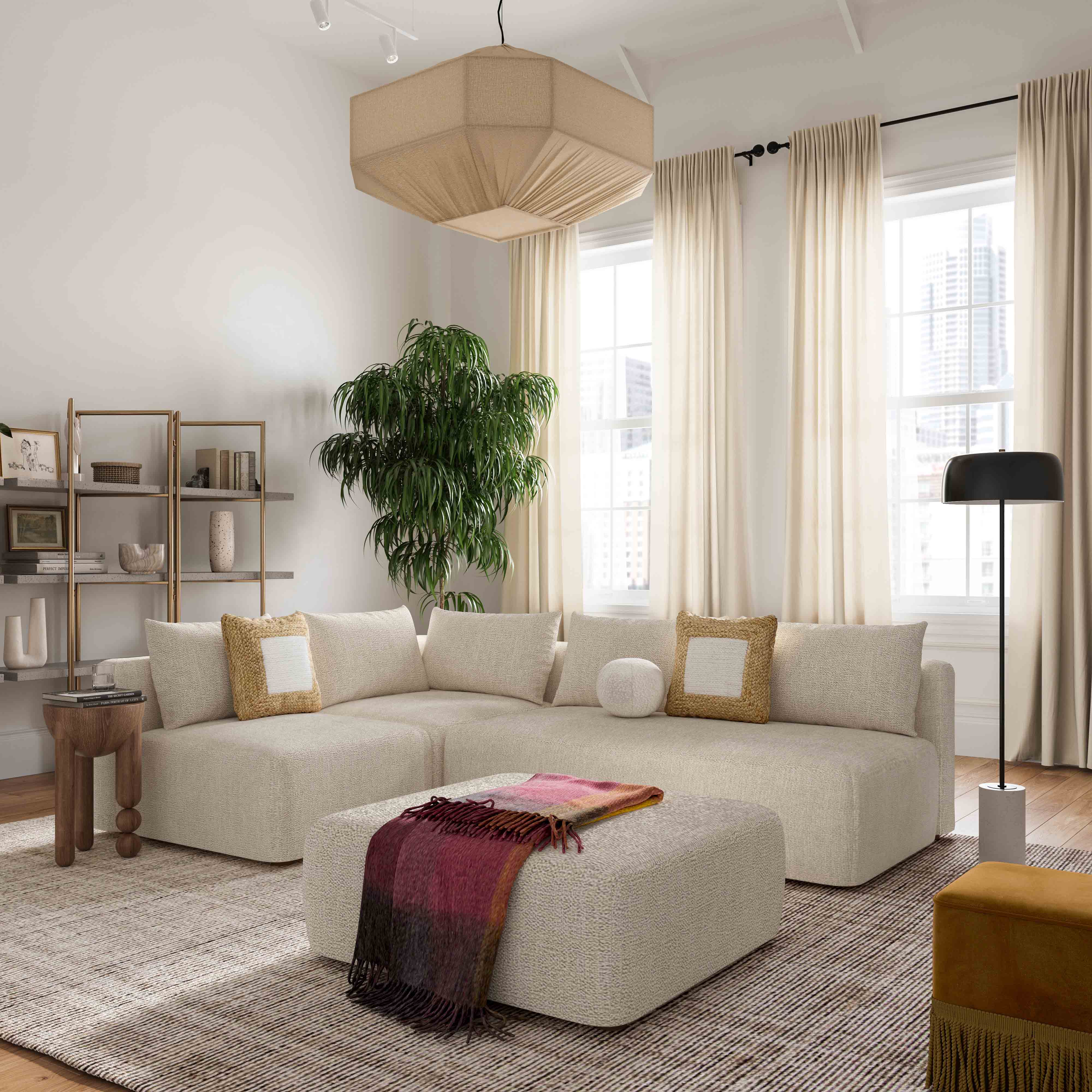 Hangover Heavy Textured Fabric Modular Loveseat - Image 2