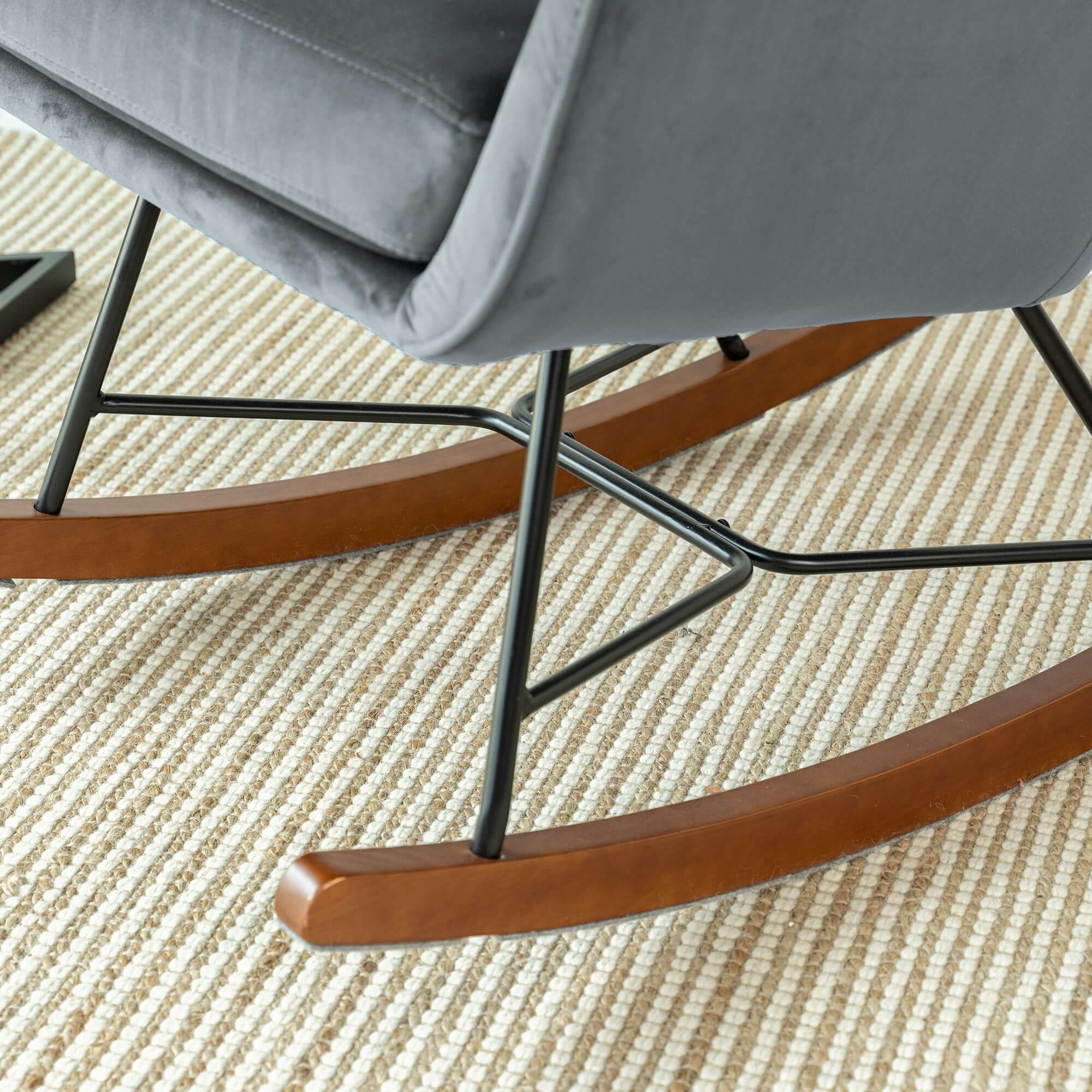Hannah Mid Century Modern Rocking Chair In Dark Grey - Image 3