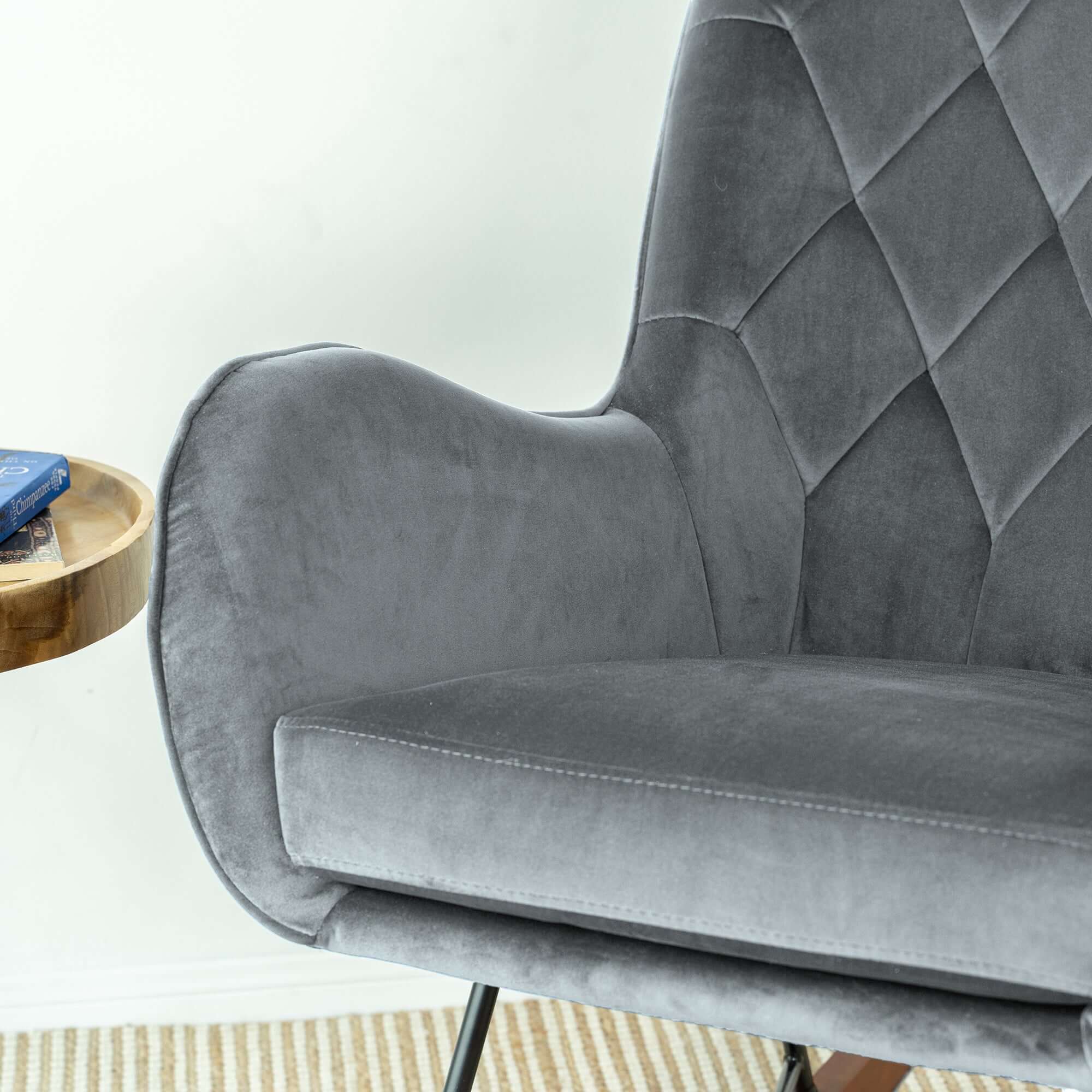 Hannah Mid Century Modern Rocking Chair In Dark Grey - Image 5